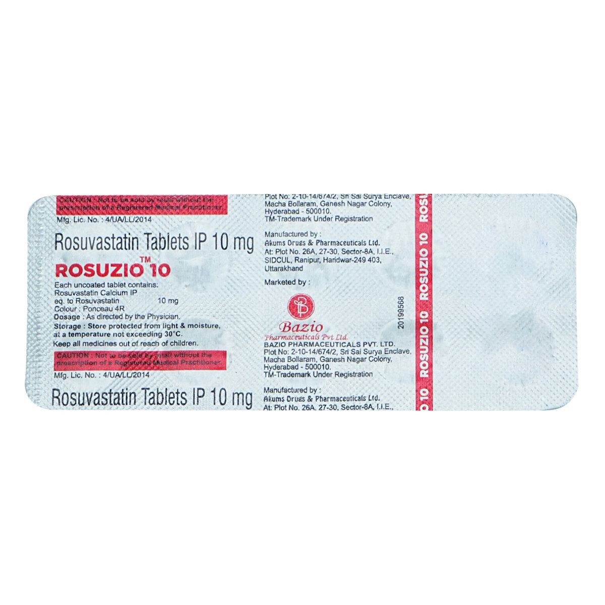Rosuzio 10 Tablet 10's, Pack of 10 TabletS Rosuzio 10 Tablet 10's, Pack of 10 TabletS