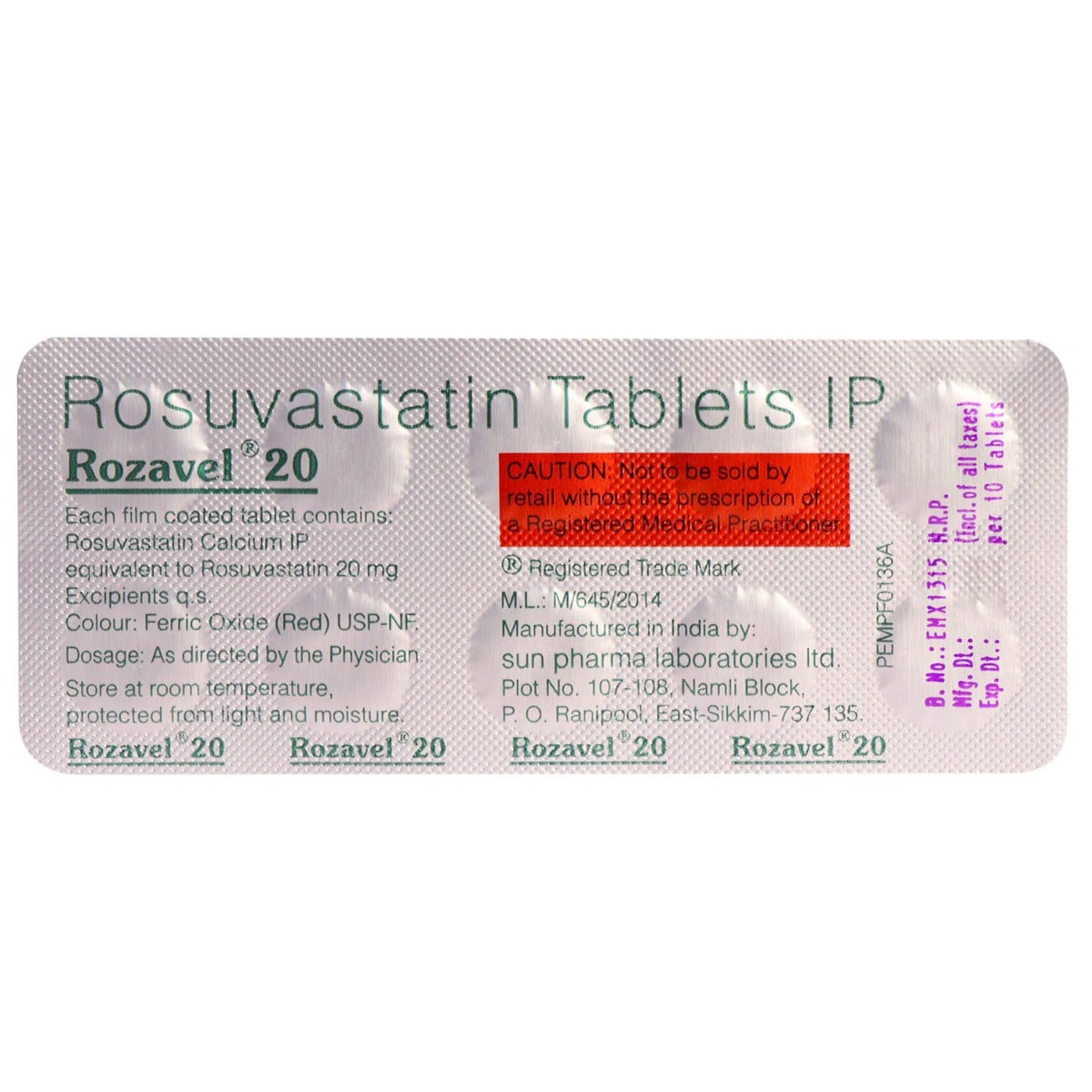 Rozavel 20 Tablet 10's, Pack of 10 TABLETS Rozavel 20 Tablet 10's, Pack of 10 TABLETS