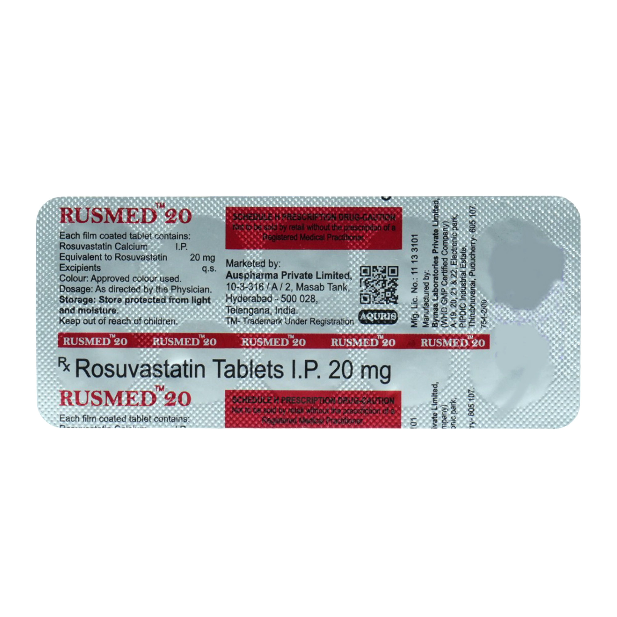 Rusmed 20 Tablet 10's, Pack of 10 TABLETS Rusmed 20 Tablet 10's, Pack of 10 TABLETS