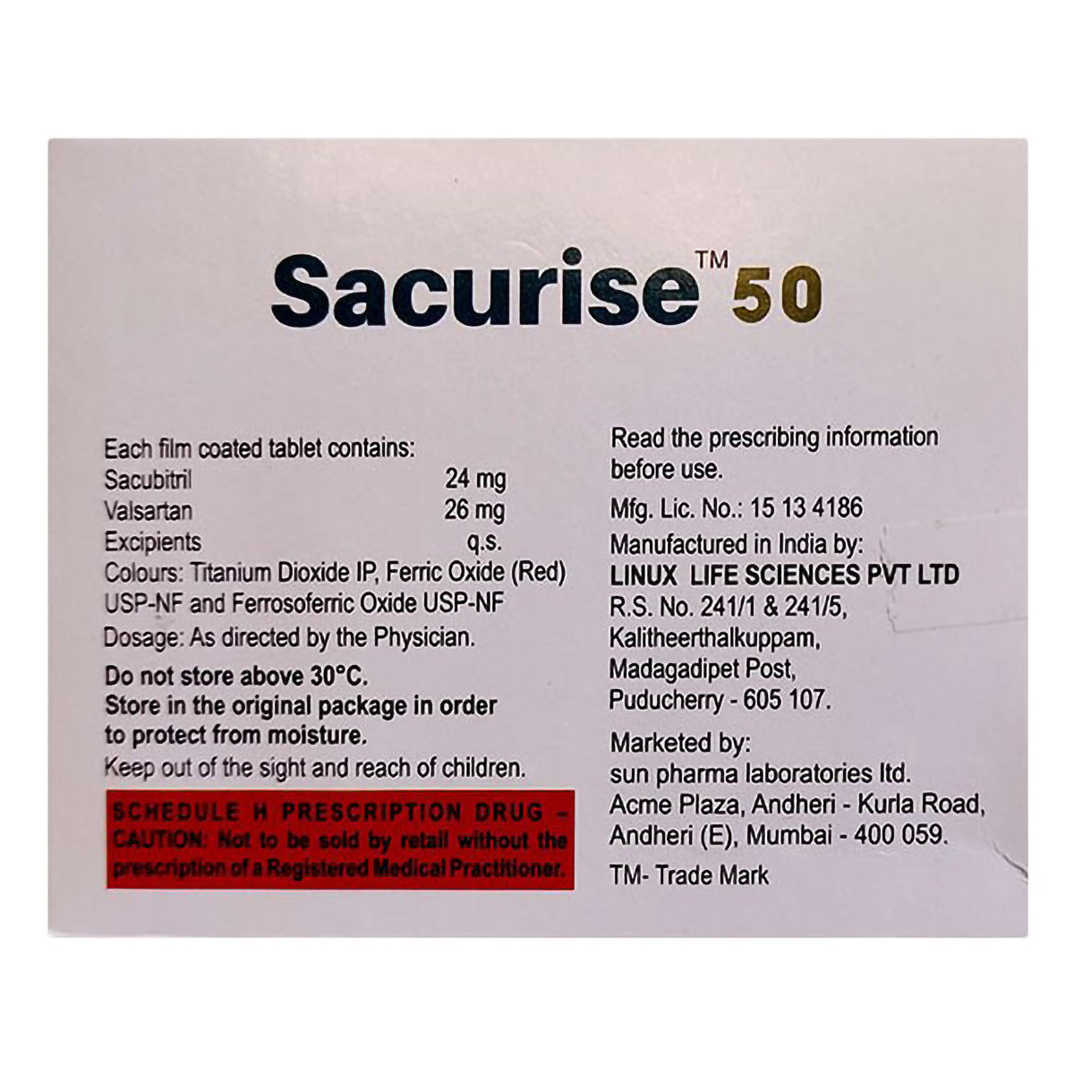 Sacurise 50 Tablet 14's, Pack of 14 Sacurise 50 Tablet 14's, Pack of 14