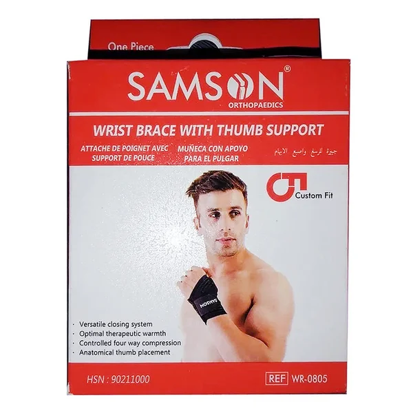 Samson Wrist Brace Black with Thumb Support For Right/Left Wrists Universal WR 0805, 1 Count, Pack of 1