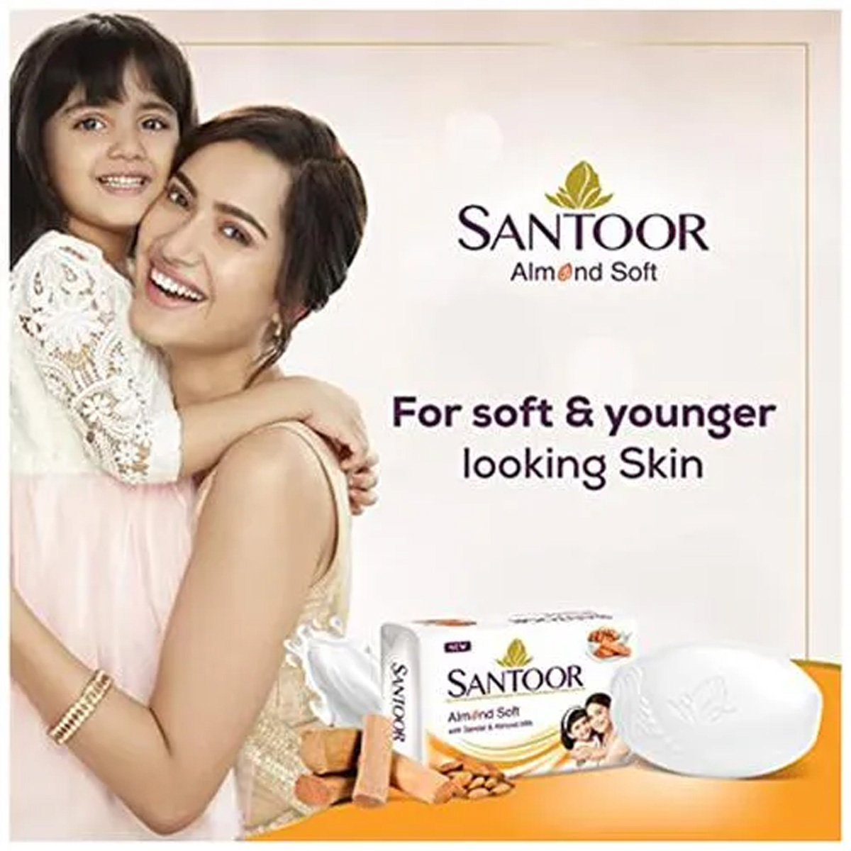 Santoor Almond Soft Soap 100 gm | With Sandal & Almond Milk | For Soft, Smooth And Younger Looking Skin | For All Skin Type, Pack of 1 Santoor Almond Soft Soap 100 gm | With Sandal & Almond Milk | For Soft, Smooth And Younger Looking Skin | For All Skin Type, Pack of 1