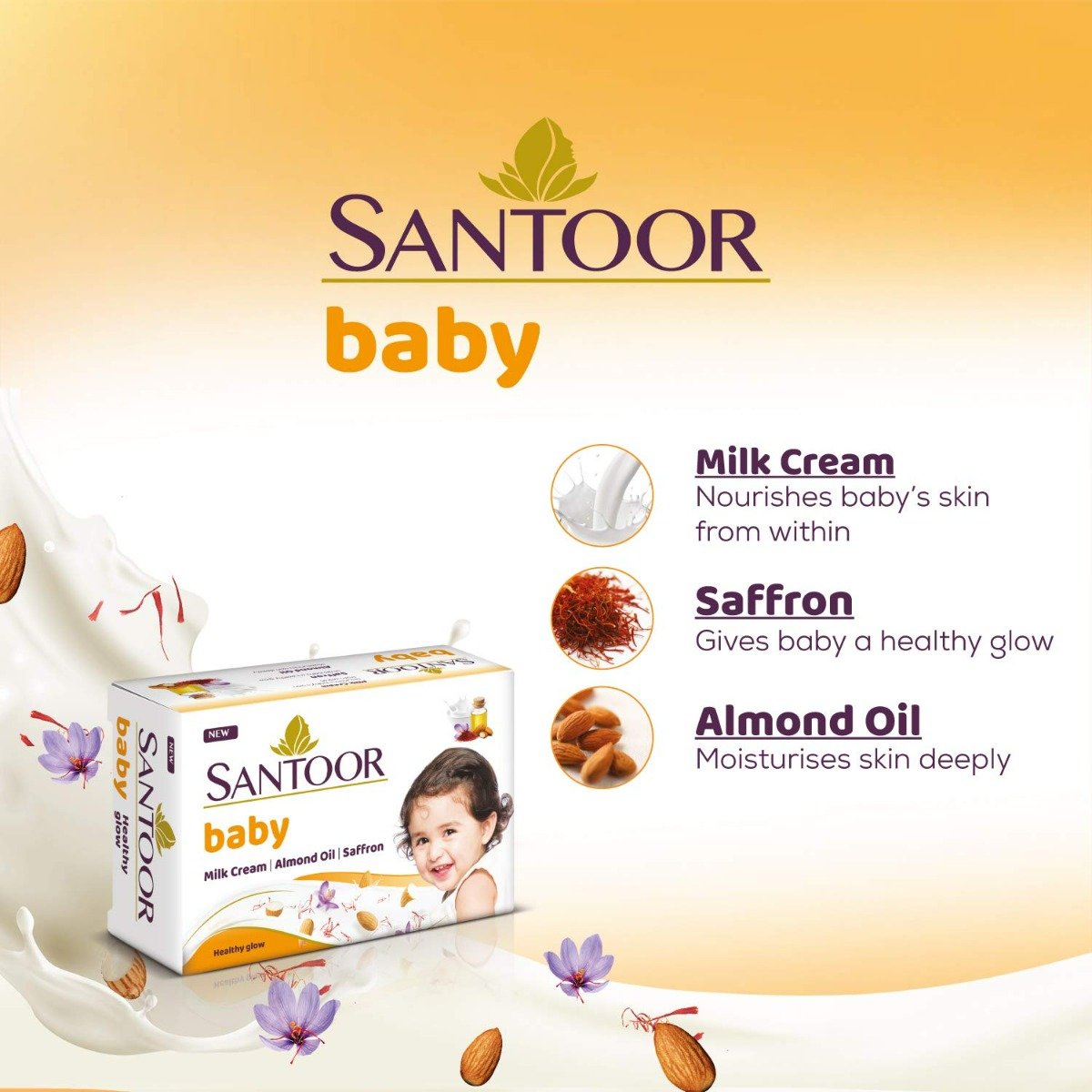 Santoor Baby Healthy Glow Soap, 375 gm (3x125 gm), Pack of 1 Santoor Baby Healthy Glow Soap, 375 gm (3x125 gm), Pack of 1