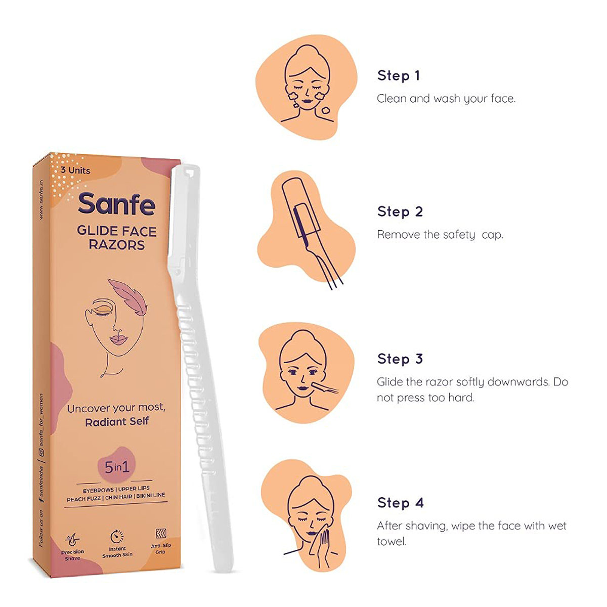 Sanfe Glide Face Razor For Women, 2 Count, Pack of 1 Sanfe Glide Face Razor For Women, 2 Count, Pack of 1