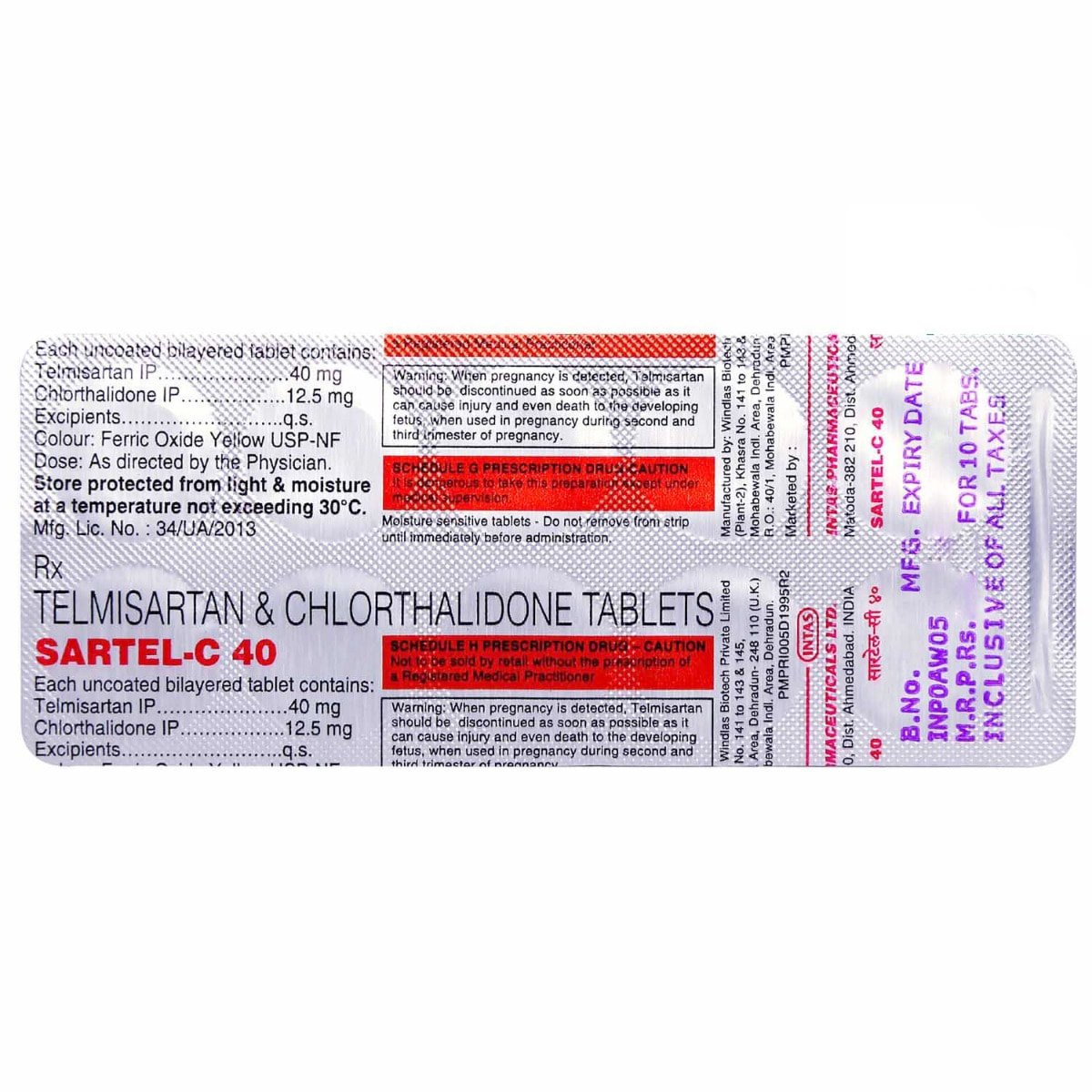 Sartel-C 40 Tablet 10's, Pack of 10 Sartel-C 40 Tablet 10's, Pack of 10