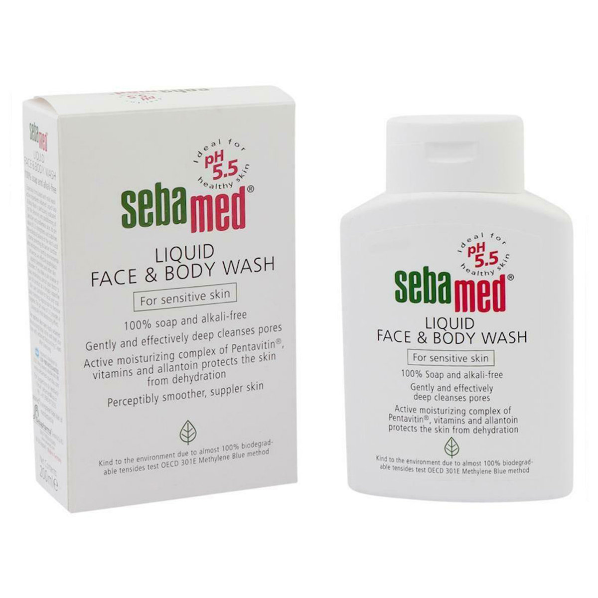 Sebamed Liquid Face & Body Wash 200 ml | Pentavitin, Vitamins & Allantoin | Protection Against Skin Dehydration | Provides Deep Pore Cleansing | 100% Soap & Alkali Free | For Sensitive Skin, Pack of 1 Sebamed Liquid Face & Body Wash 200 ml | Pentavitin, Vitamins & Allantoin | Protection Against Skin Dehydration | Provides Deep Pore Cleansing | 100% Soap & Alkali Free | For Sensitive Skin, Pack of 1