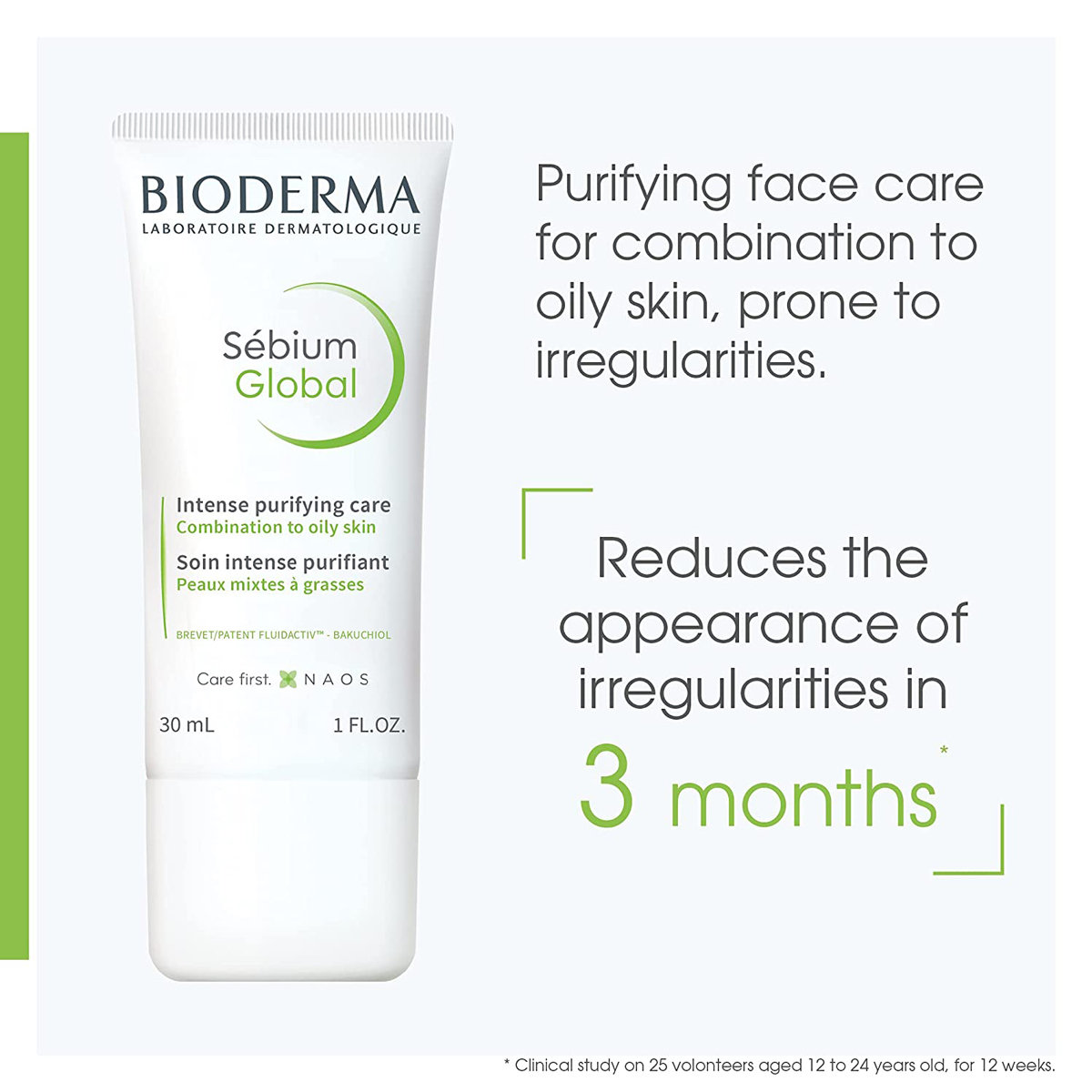 Bioderma Sebium Global Cream, 30 ml | Bakuchiol, Lactic Acid, Citric Acid, Salicylic Acid | Intensevly Purifies Skin | For Combination To Oily Skin, Pack of 1 Bioderma Sebium Global Cream, 30 ml | Bakuchiol, Lactic Acid, Citric Acid, Salicylic Acid | Intensevly Purifies Skin | For Combination To Oily Skin, Pack of 1