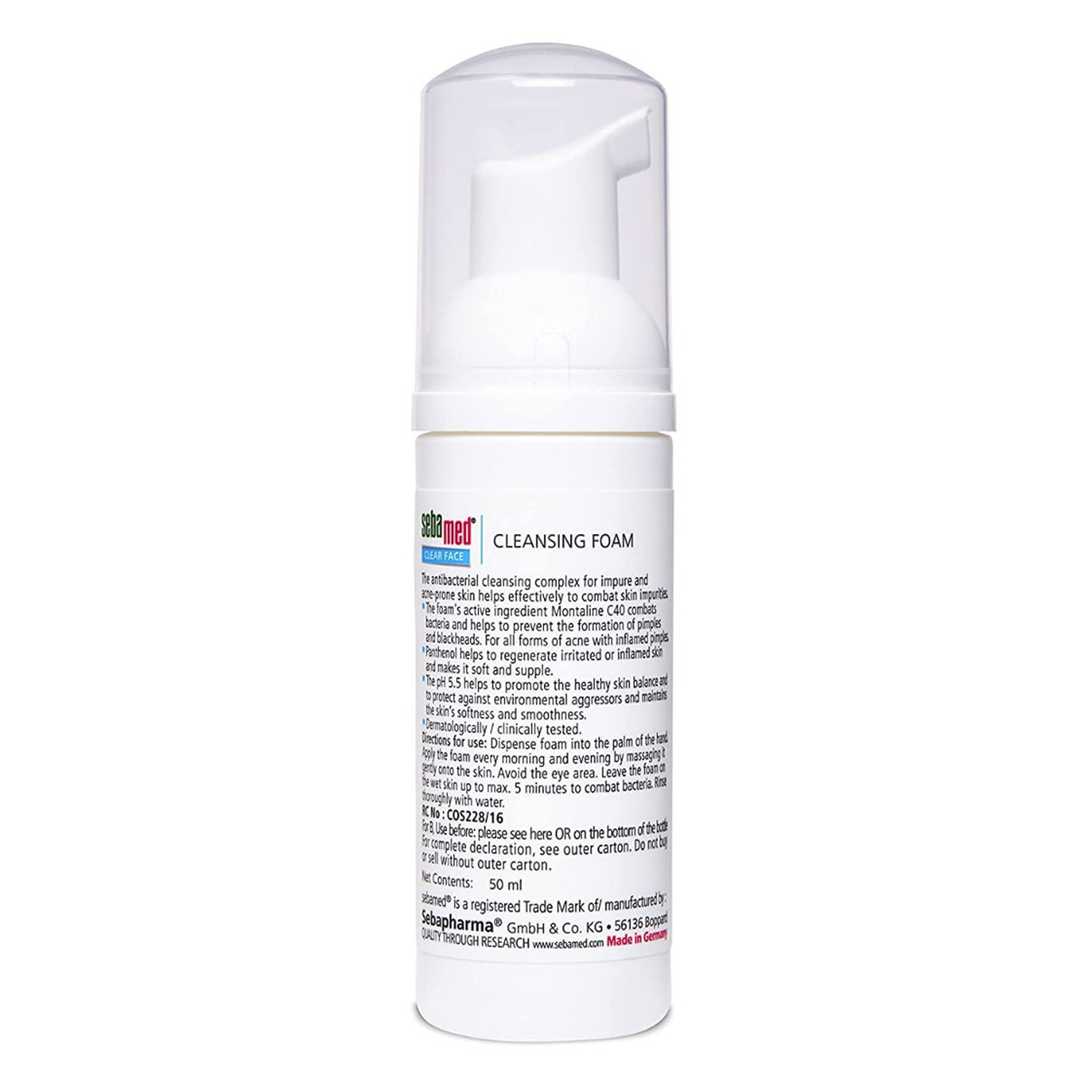 Sebamed Clear Face Cleansing Foam 50 ml | Combats Pimple & Blackheads | Gentle Deep Pore Cleansing | For Impure & Acne prone Skin, Pack of 1 Sebamed Clear Face Cleansing Foam 50 ml | Combats Pimple & Blackheads | Gentle Deep Pore Cleansing | For Impure & Acne prone Skin, Pack of 1