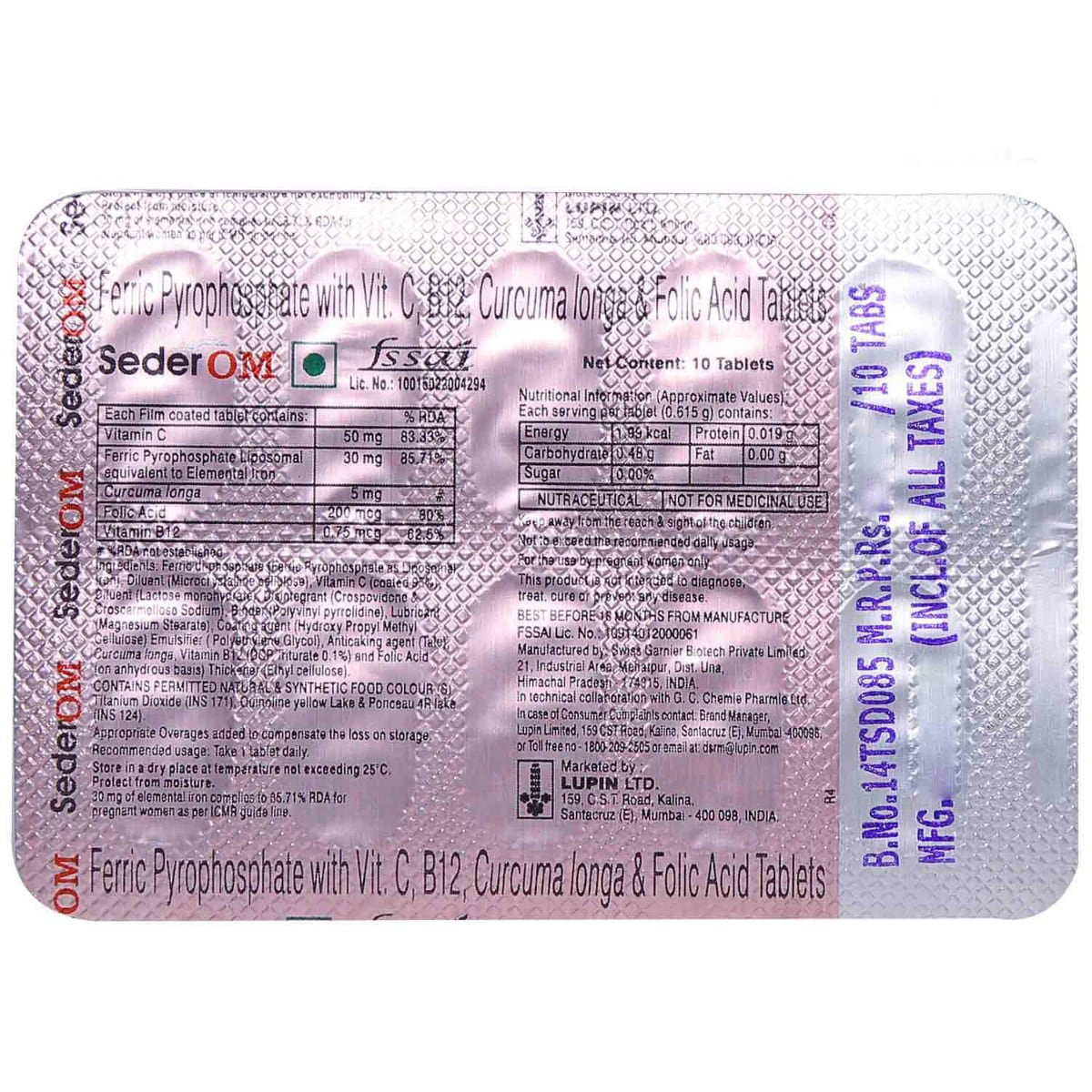 Sederom Tablet 10's, Pack of 10 TABLETS Sederom Tablet 10's, Pack of 10 TABLETS