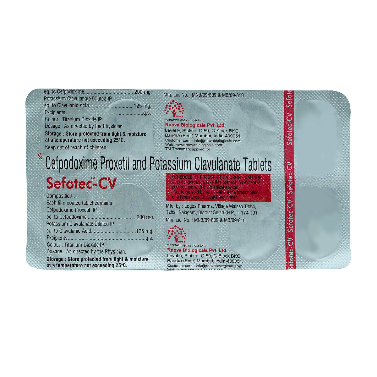 Sefotec-Cv Tablet 10'S, Pack of 10 TABLETS Sefotec-Cv Tablet 10'S, Pack of 10 TABLETS