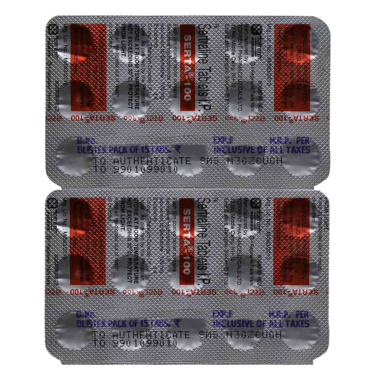 Serta-100 Tablet 15's, Pack of 15 TABLETS Serta-100 Tablet 15's, Pack of 15 TABLETS