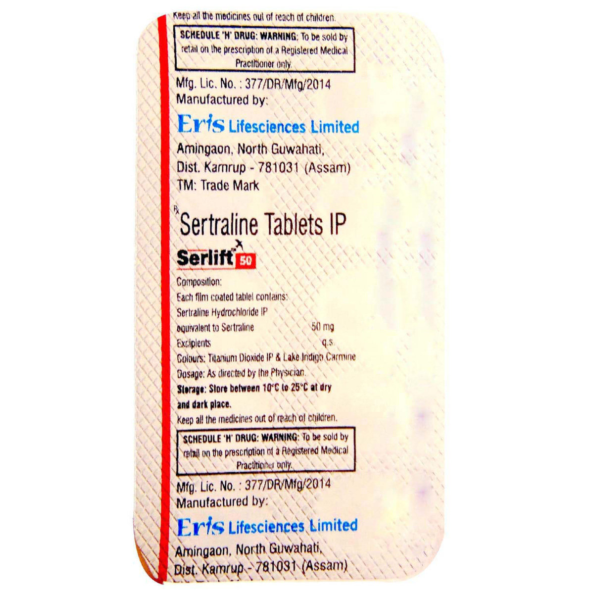 Serlift 50 Tablet 10's, Pack of 10 TABLETS Serlift 50 Tablet 10's, Pack of 10 TABLETS