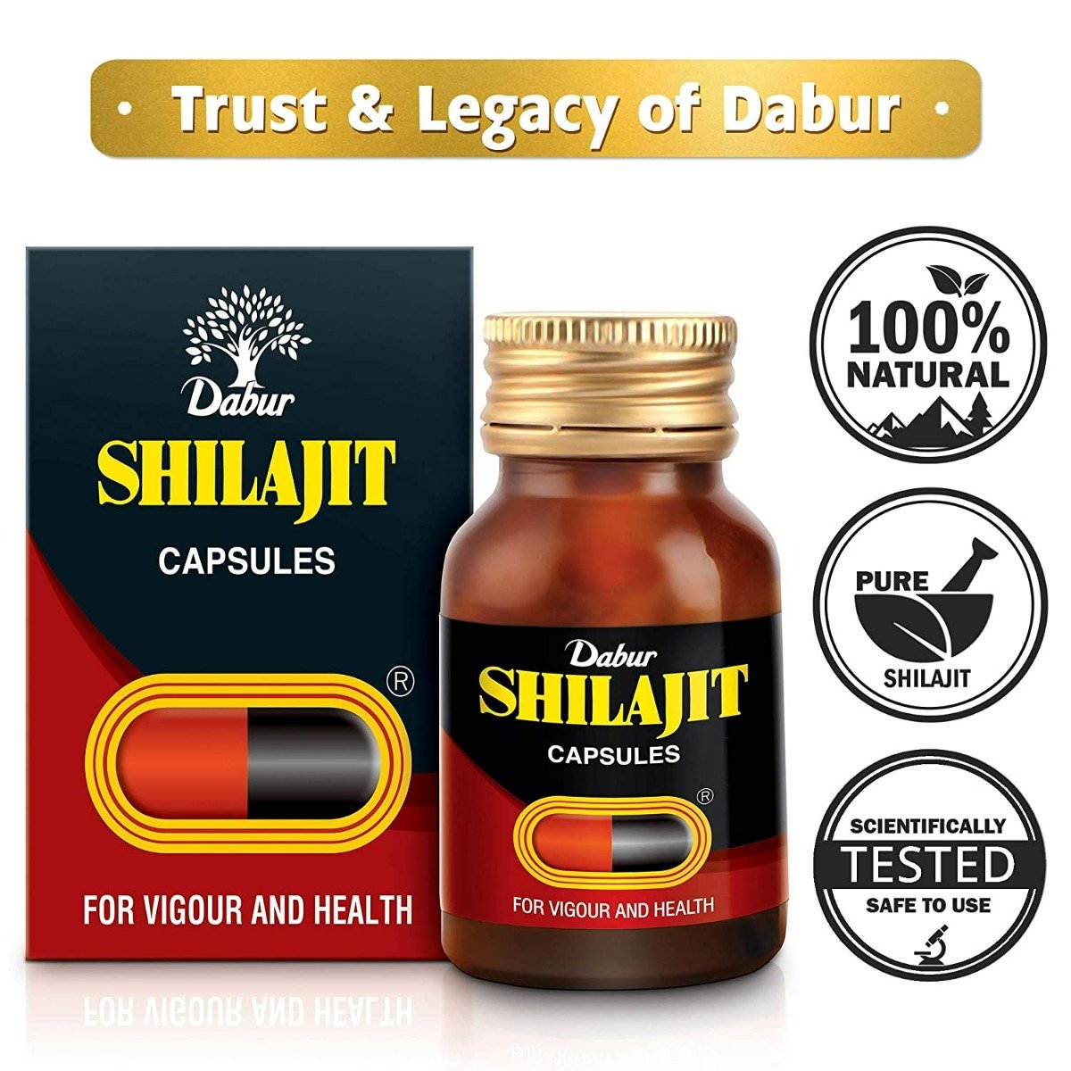 Dabur Shilajit for Vigour & Health, 100 Capsules, Pack of 1 Dabur Shilajit for Vigour & Health, 100 Capsules, Pack of 1