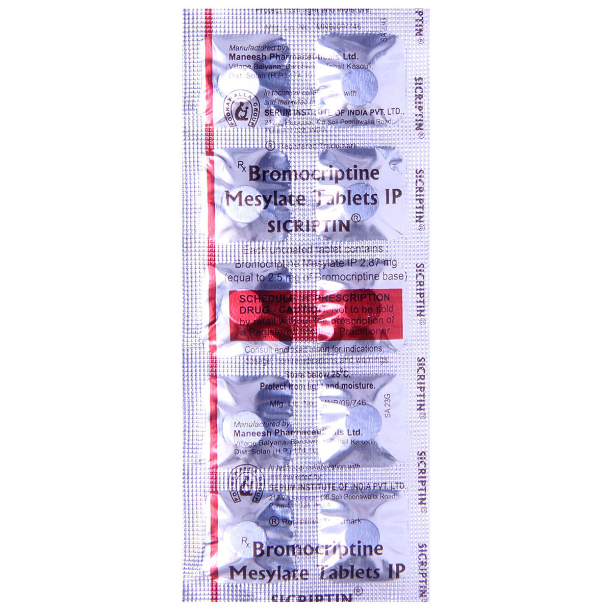 Sicriptin 2.5 Tablet 10's, Pack of 10 TABLETS Sicriptin 2.5 Tablet 10's, Pack of 10 TABLETS