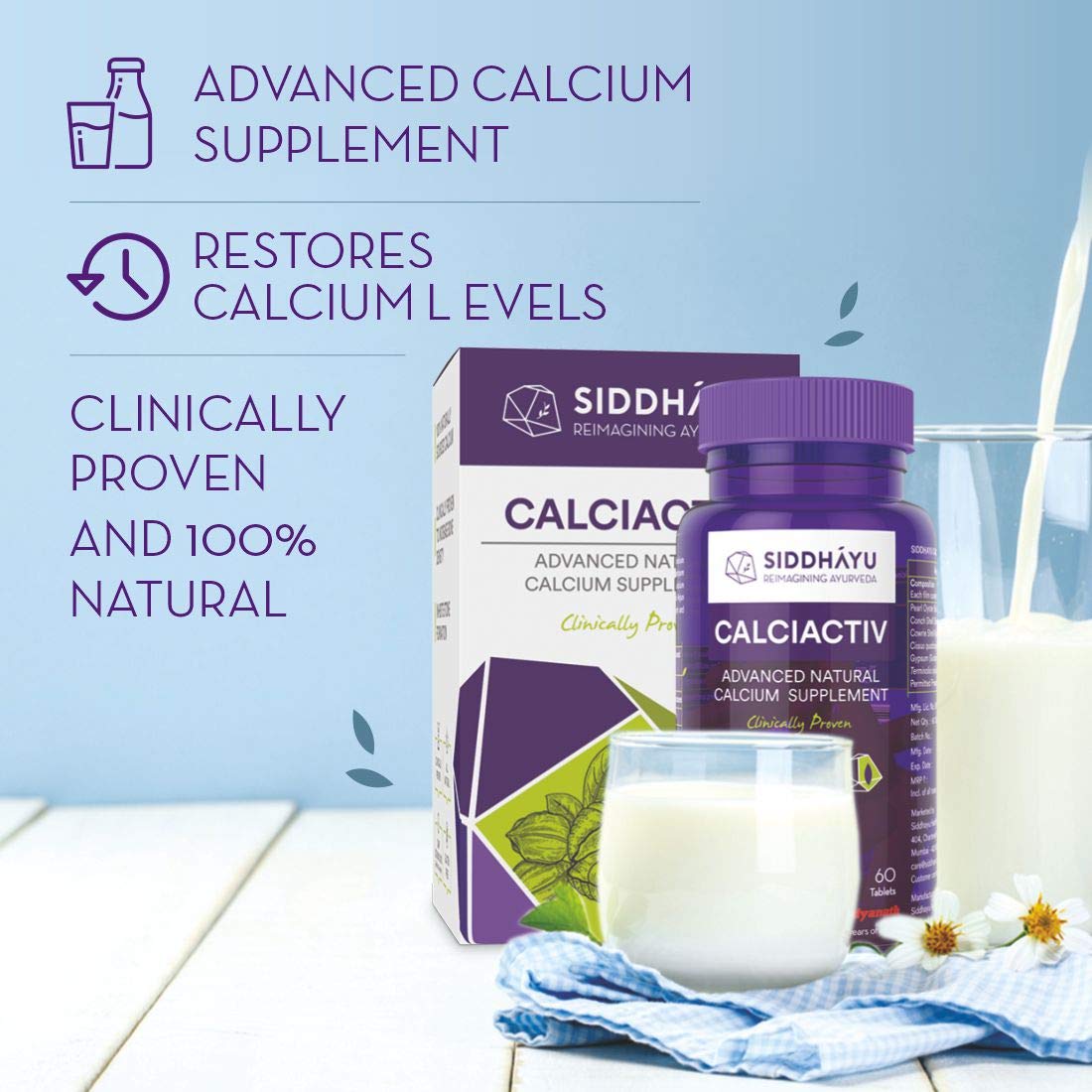 Siddhayu Calciactiv Advanced Natural Calcium Supplement, 60 Tablets, Pack of 1 Siddhayu Calciactiv Advanced Natural Calcium Supplement, 60 Tablets, Pack of 1