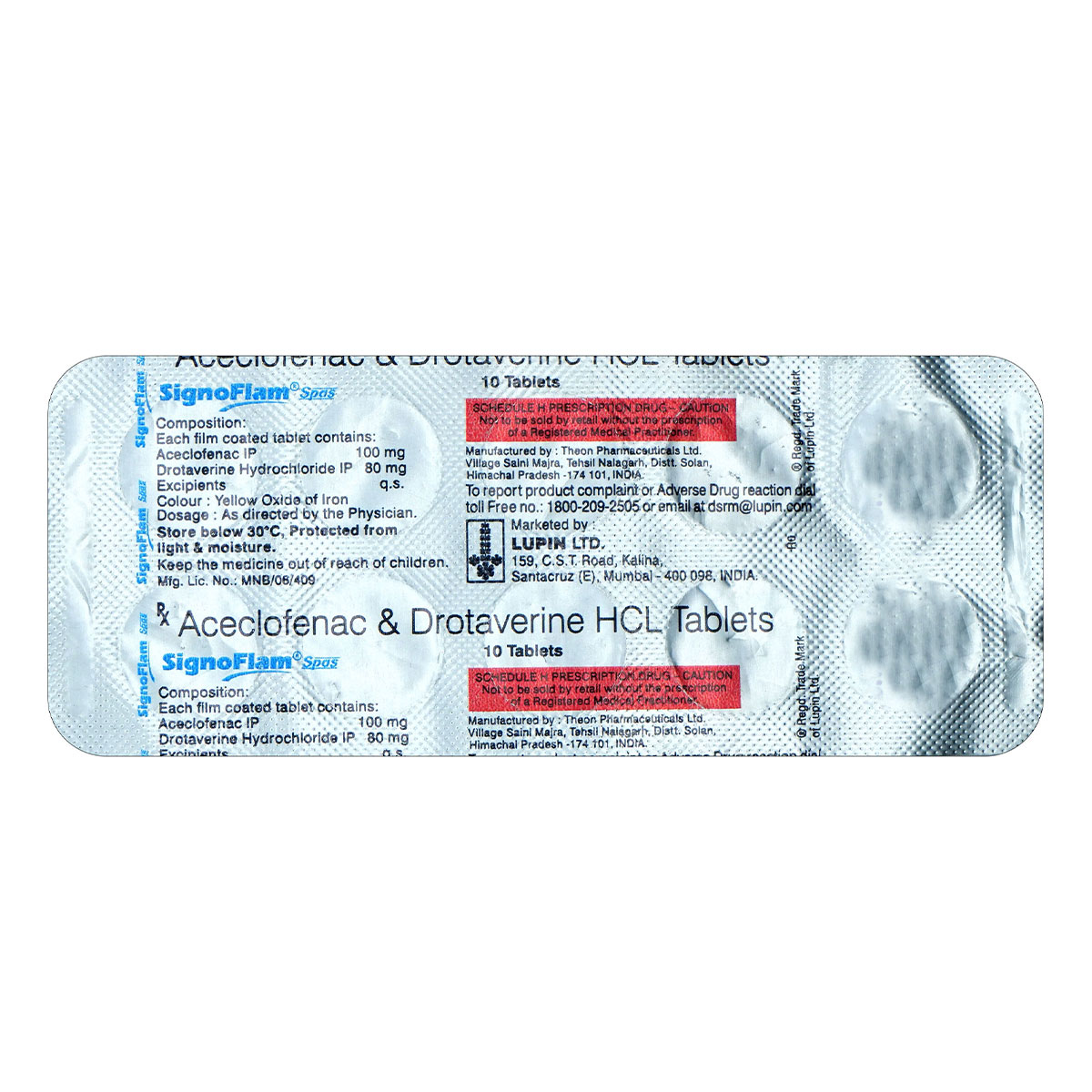 Signoflam Spas Tablet 10's, Pack of 10 TabletS Signoflam Spas Tablet 10's, Pack of 10 TabletS