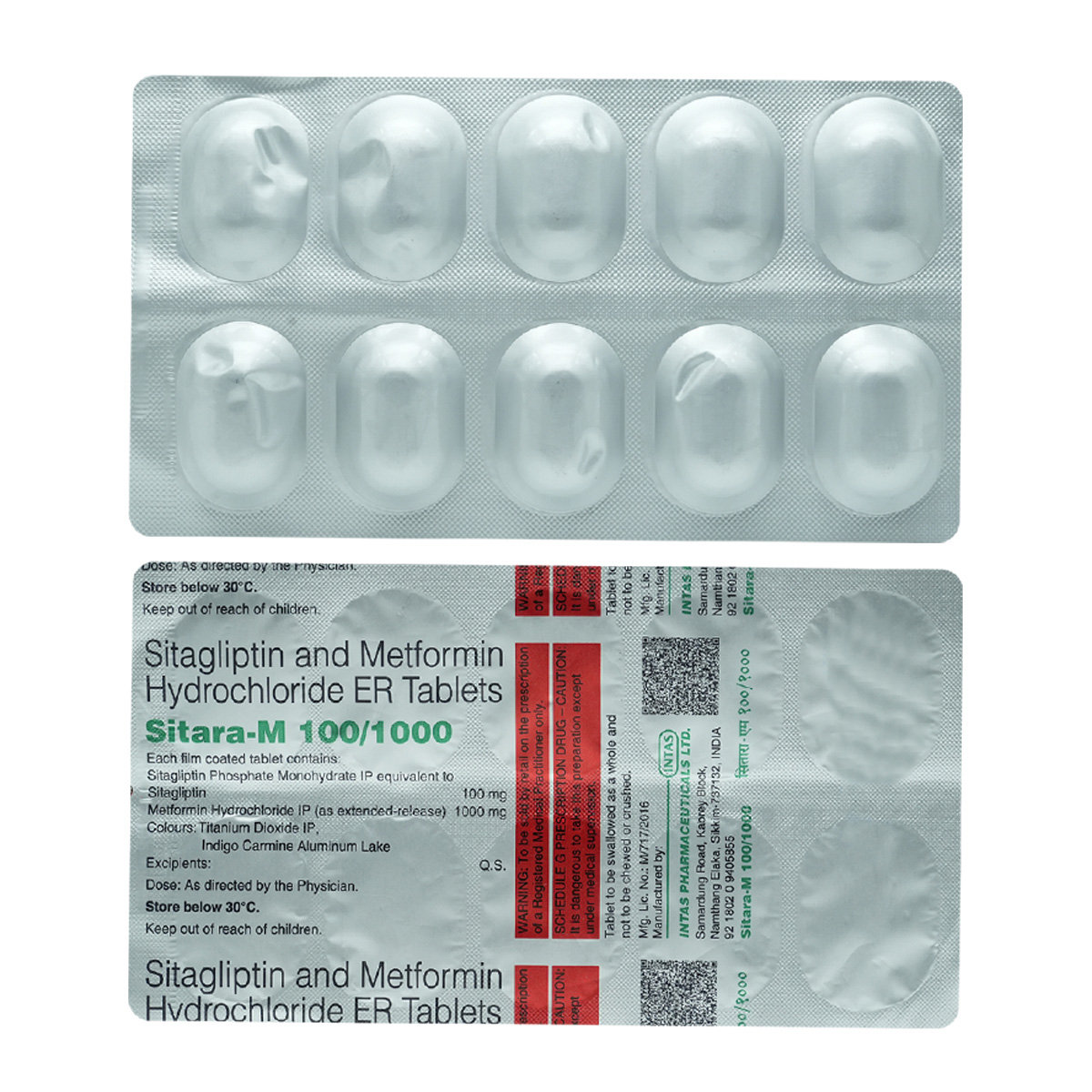 Sitara-M 100 mg/1000 mg Tablet 10's, Pack of 10 TabletS Sitara-M 100 mg/1000 mg Tablet 10's, Pack of 10 TabletS