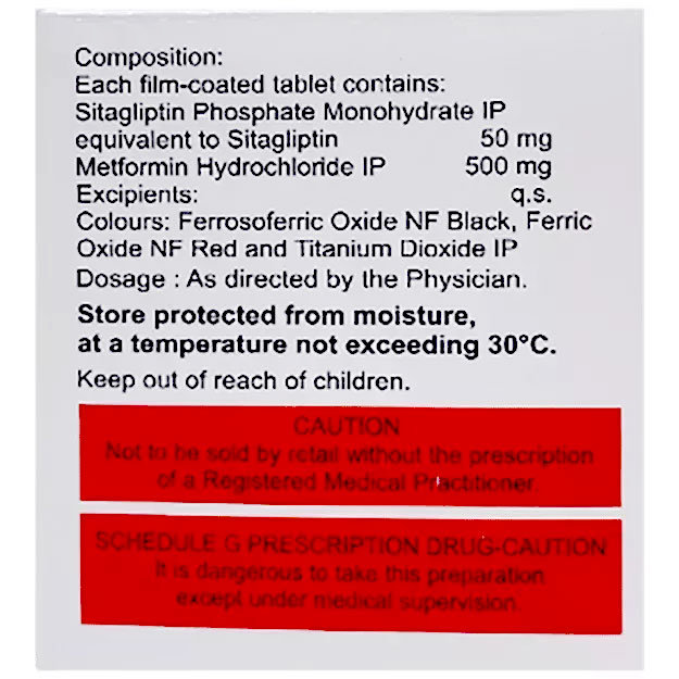 Sitaglo M 50 mg/500 mg Tablet 15's, Pack of 15 TabletS Sitaglo M 50 mg/500 mg Tablet 15's, Pack of 15 TabletS