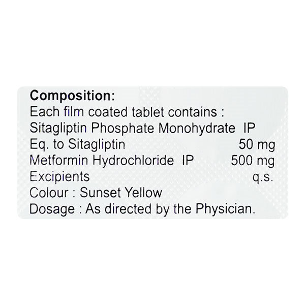 Sitalong M 50 mg/500 mg Tablet 15's, Pack of 15 TabletS Sitalong M 50 mg/500 mg Tablet 15's, Pack of 15 TabletS