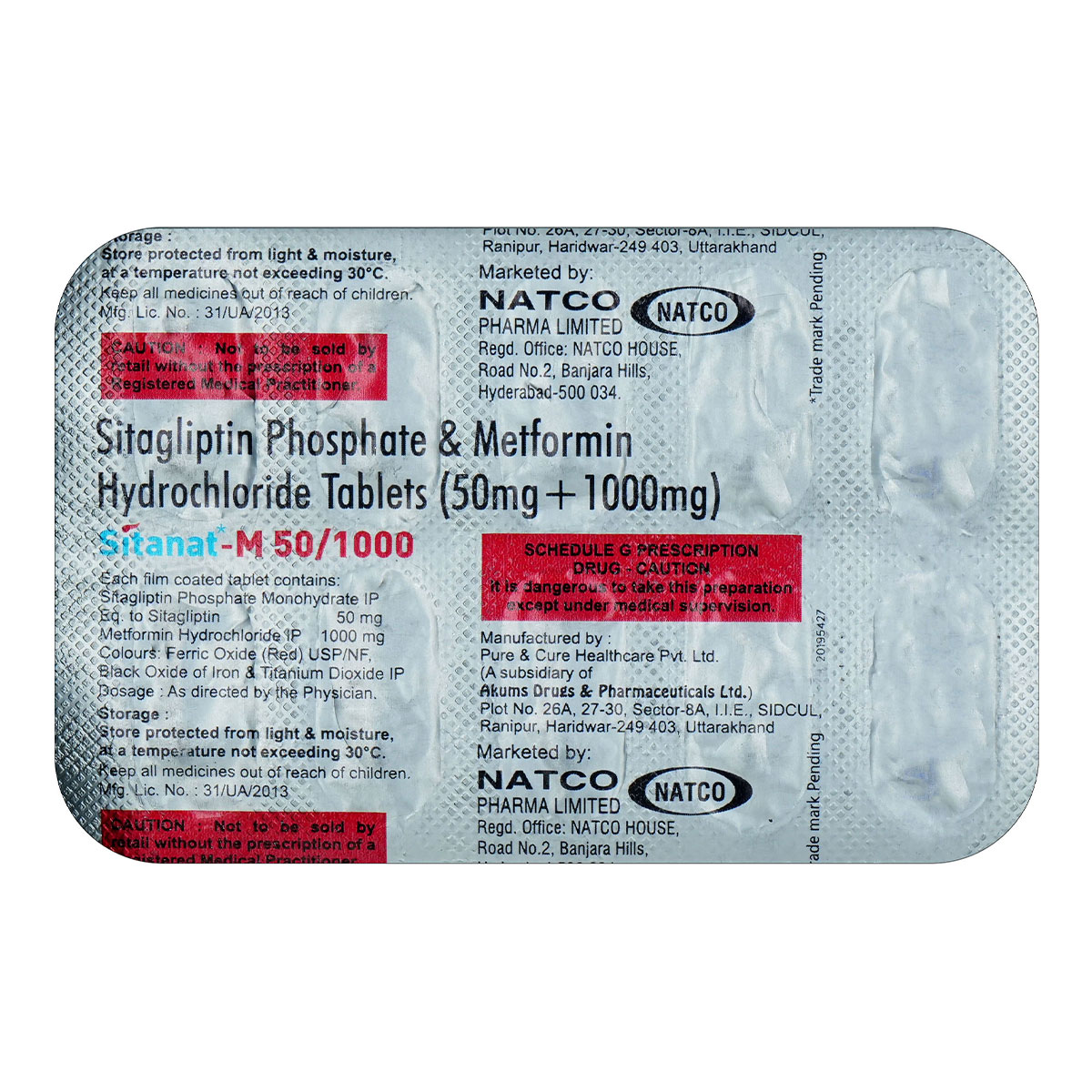 Sitanat M 50/1000 mg Tablet 10's, Pack of 10 TabletS Sitanat M 50/1000 mg Tablet 10's, Pack of 10 TabletS