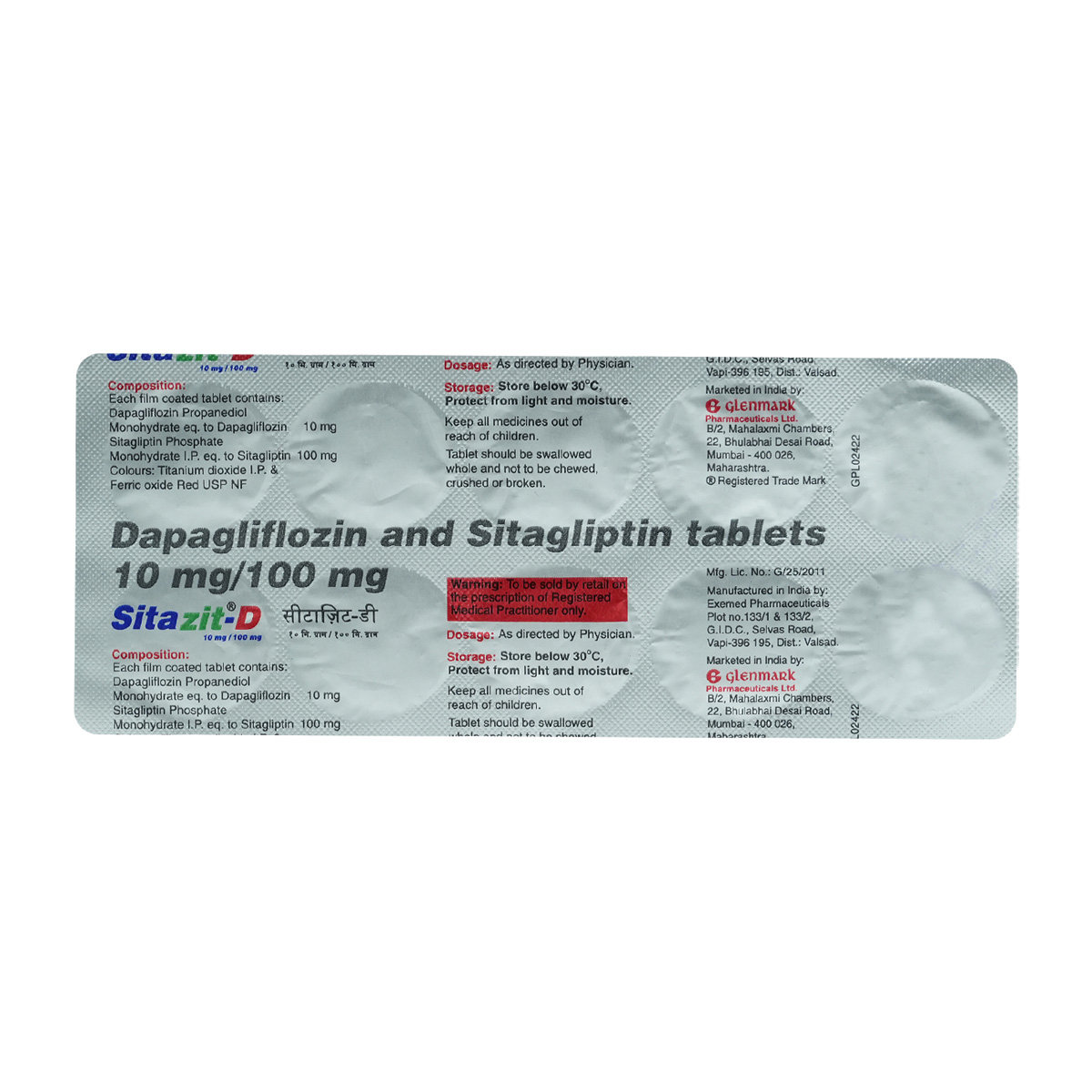 Sitazit-D 10 mg/100 mg Tablet 10's, Pack of 10 Sitazit-D 10 mg/100 mg Tablet 10's, Pack of 10