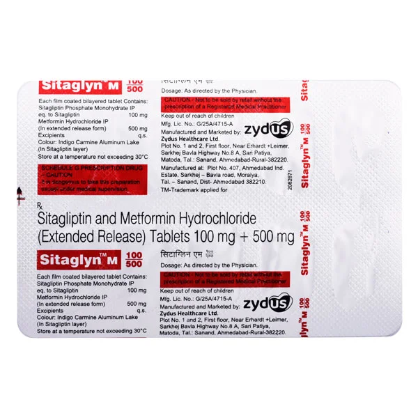 Sitaglyn M 100 mg/500 mg Tablet 10's, Pack of 10 TabletS
