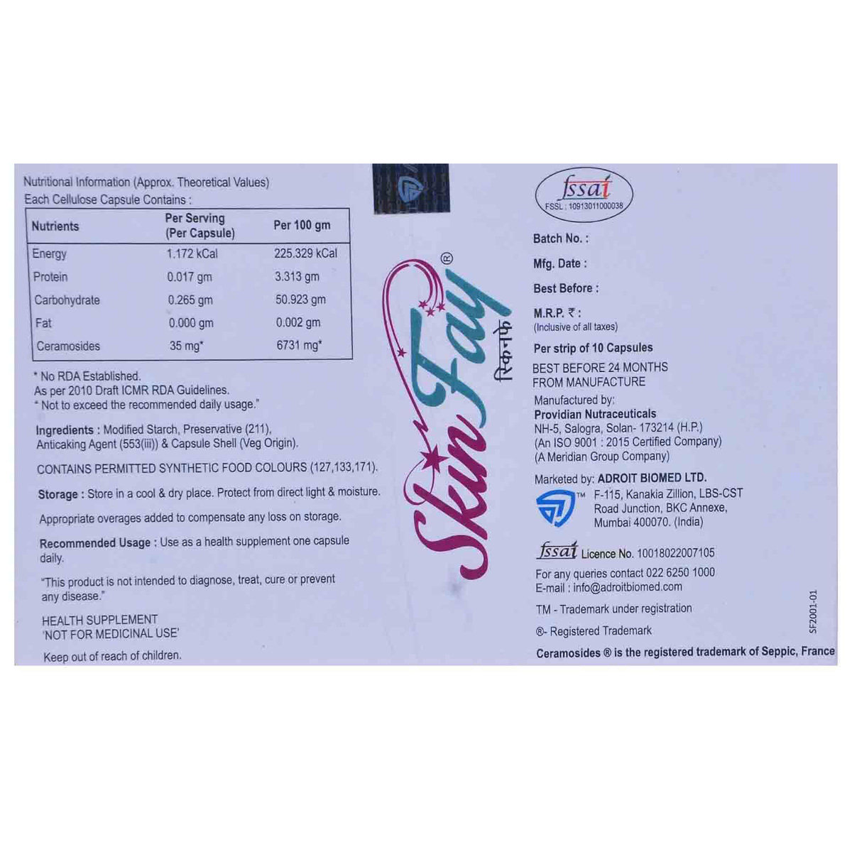 Skinfay Capsule 10's, Pack of 10 Skinfay Capsule 10's, Pack of 10