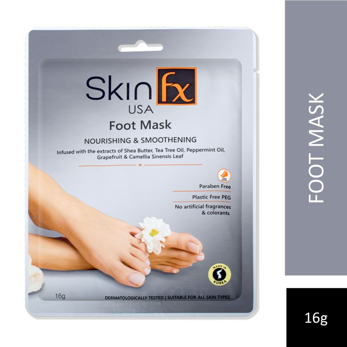 Skin FX Nourishing & Smoothening Foot Mask 16 gm | Shea Butter, Tea Tree Oil , Peppermint Oil, Grape Fruit, Camellia Sinensis Leaf | Deep Nourishment | Best For Cracked Heels | For Men & Women | For All Skin Type, Pack of 1 Skin FX Nourishing & Smoothening Foot Mask 16 gm | Shea Butter, Tea Tree Oil , Peppermint Oil, Grape Fruit, Camellia Sinensis Leaf | Deep Nourishment | Best For Cracked Heels | For Men & Women | For All Skin Type, Pack of 1