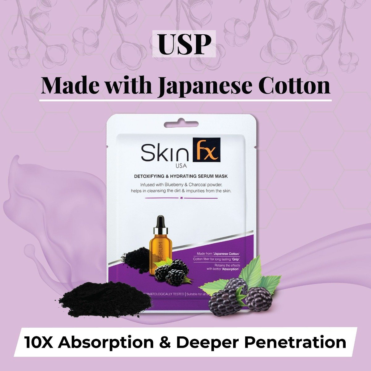 Skin Fx Detoxifying & Hydrating Serum Mask 25 ml | Blueberry & Charcoal Powder | Cleanses Dirts & Impurities | Instant Hydration | For All Skin Type, Pack of 1 Skin Fx Detoxifying & Hydrating Serum Mask 25 ml | Blueberry & Charcoal Powder | Cleanses Dirts & Impurities | Instant Hydration | For All Skin Type, Pack of 1