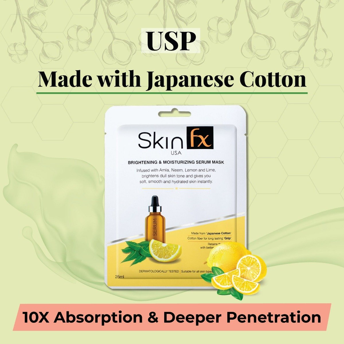 Skin Fx Brightening & Moisturizing Serum Mask 25 ml | Amla, Neem, Lemon & lime | Brightens Dull Skin | Instant Hydration & Glow | For All Skin Type, Pack of 1 Skin Fx Brightening & Moisturizing Serum Mask 25 ml | Amla, Neem, Lemon & lime | Brightens Dull Skin | Instant Hydration & Glow | For All Skin Type, Pack of 1