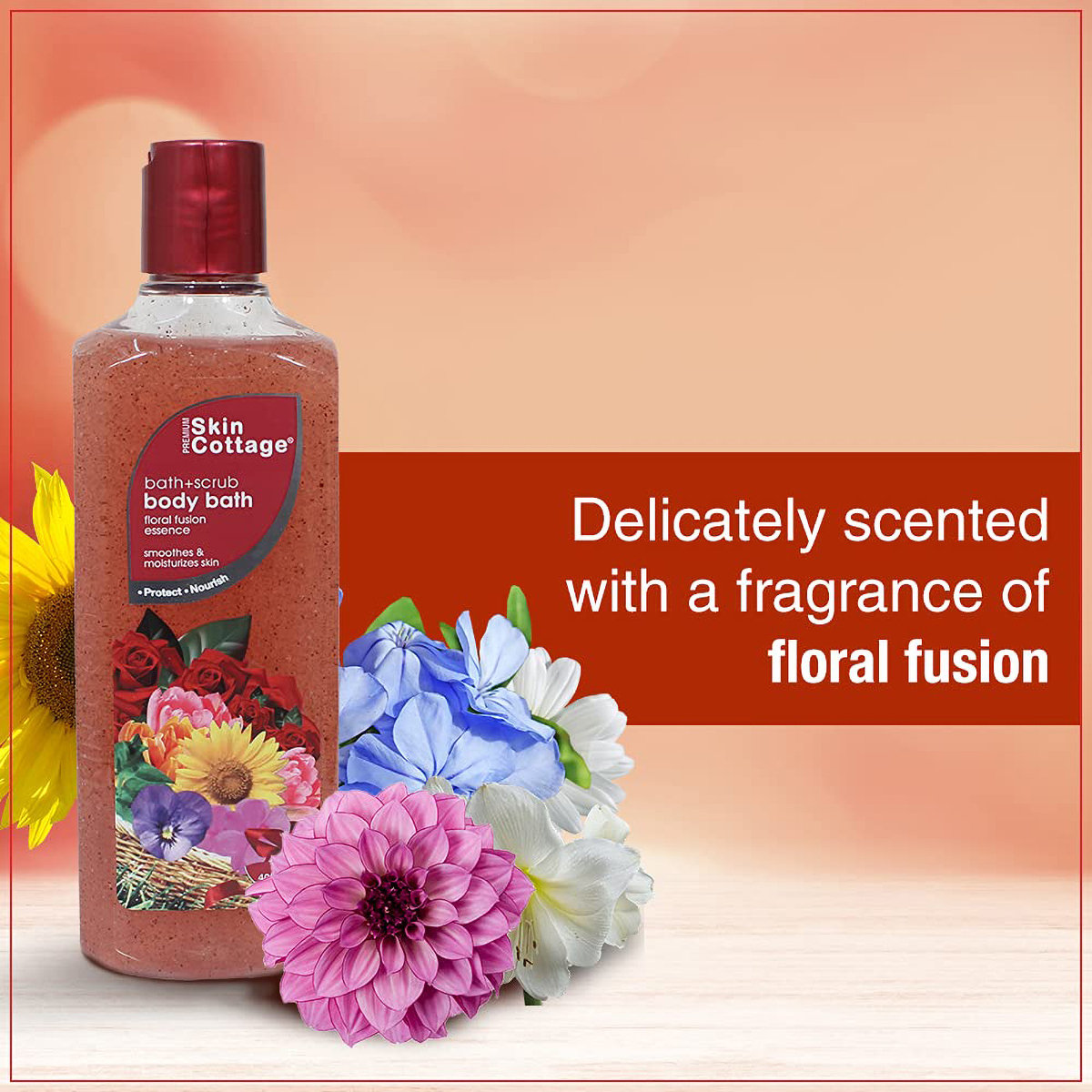 Skin Cottage Floral Fusion Essence Body Bath 400ml | Gently Exfoliates, Cleanses, Moisturises & Smoothens | With Soothing Floral Fragrance, Pack of 1 Skin Cottage Floral Fusion Essence Body Bath 400ml | Gently Exfoliates, Cleanses, Moisturises & Smoothens | With Soothing Floral Fragrance, Pack of 1