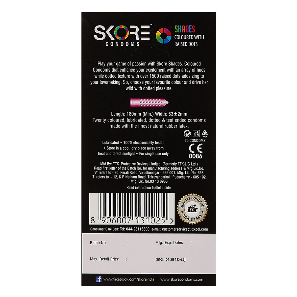 Skore Shades Condoms, 20 Count, Pack of 1 Skore Shades Condoms, 20 Count, Pack of 1