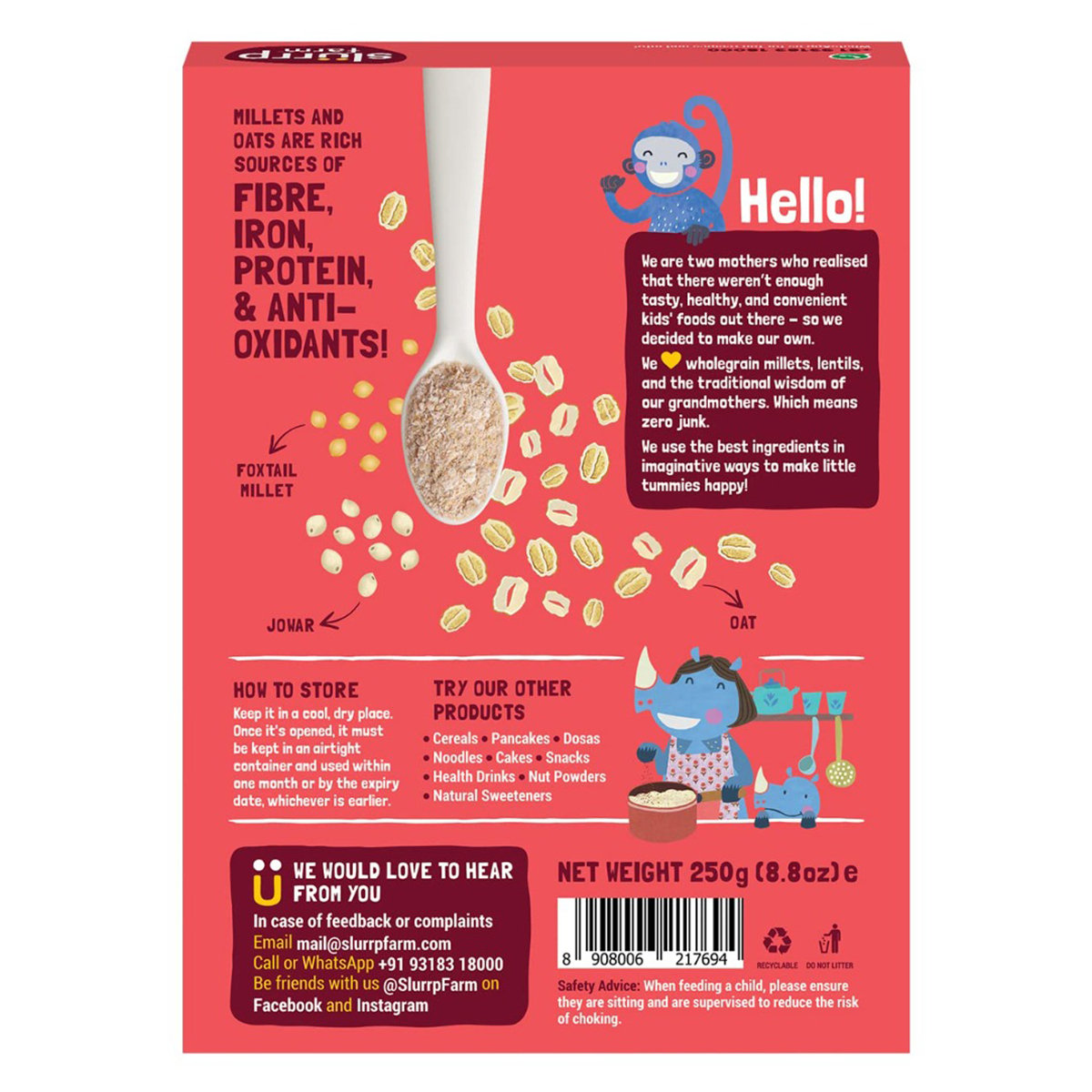 Slurrp Farm Millet & Oats Baby Cereal, 250 gm, Pack of 1 Slurrp Farm Millet & Oats Baby Cereal, 250 gm, Pack of 1