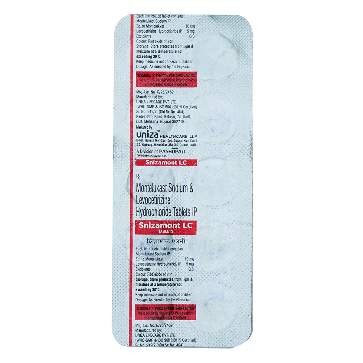 Snizamont LC 10 mg/5 mg Tablet 10's, Pack of 10 TABLETS Snizamont LC 10 mg/5 mg Tablet 10's, Pack of 10 TABLETS
