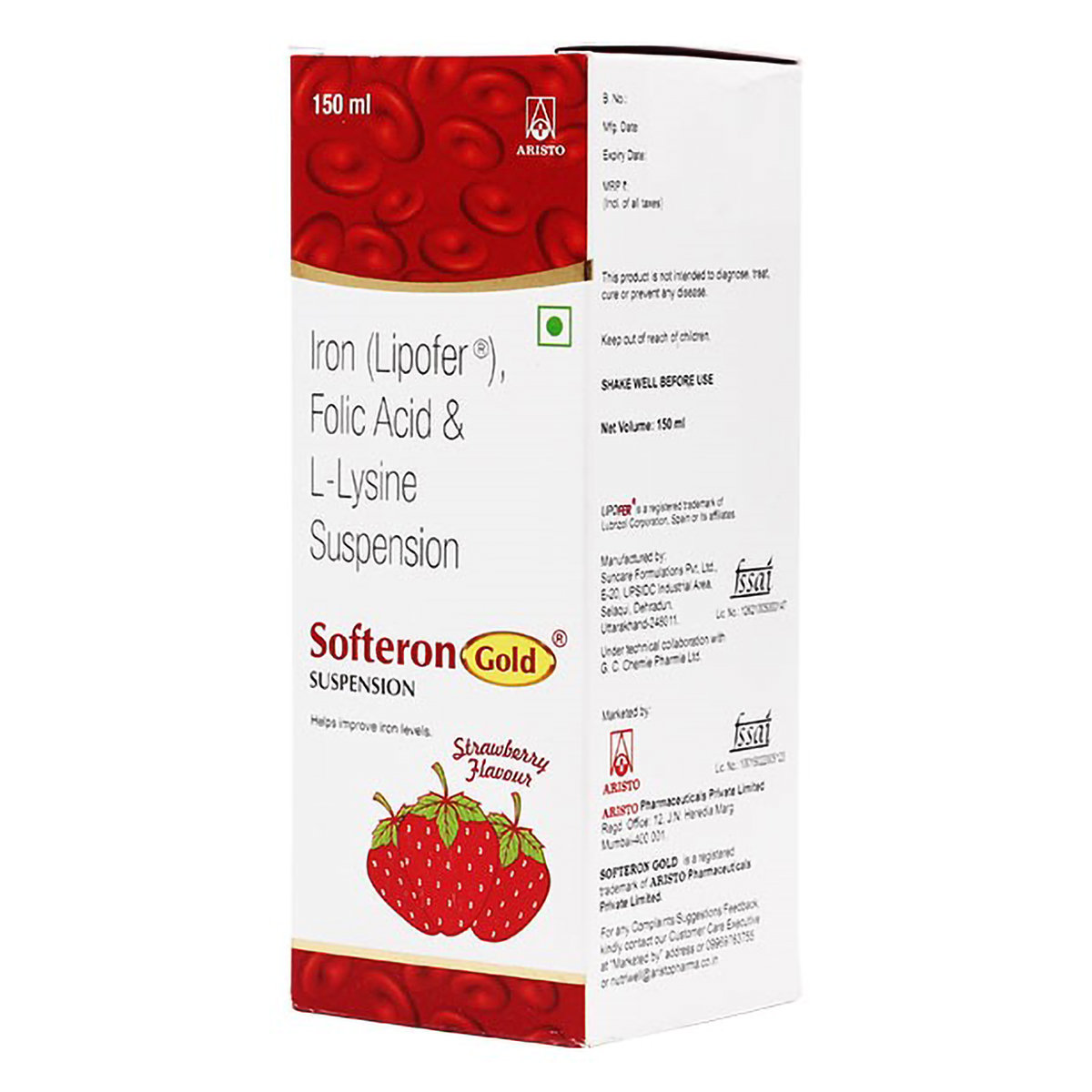 Softeron Gold Strawberry Flavour Suspension 150 ml, Pack of 1 Softeron Gold Strawberry Flavour Suspension 150 ml, Pack of 1