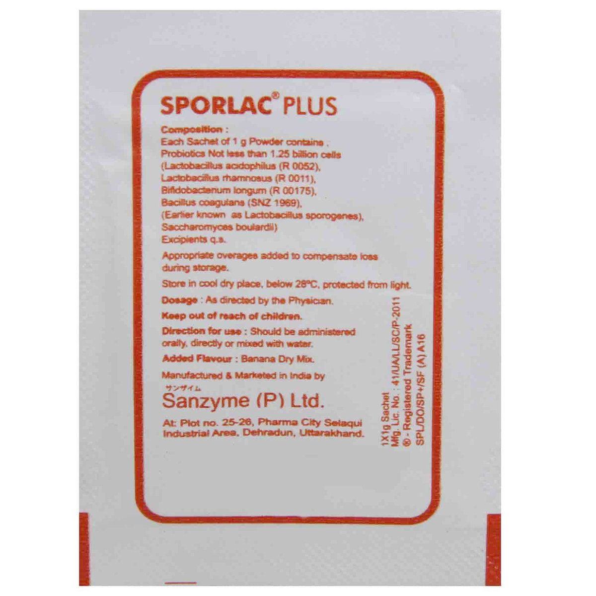 Sporlac Plus Sachet 1 gm, Pack of 1 SACHET Sporlac Plus Sachet 1 gm, Pack of 1 SACHET