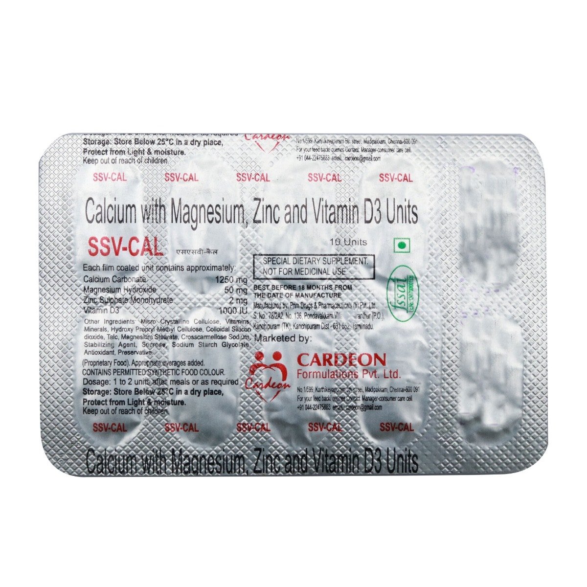 SSV Cal Tablet 10's, Pack of 10 TabletS SSV Cal Tablet 10's, Pack of 10 TabletS