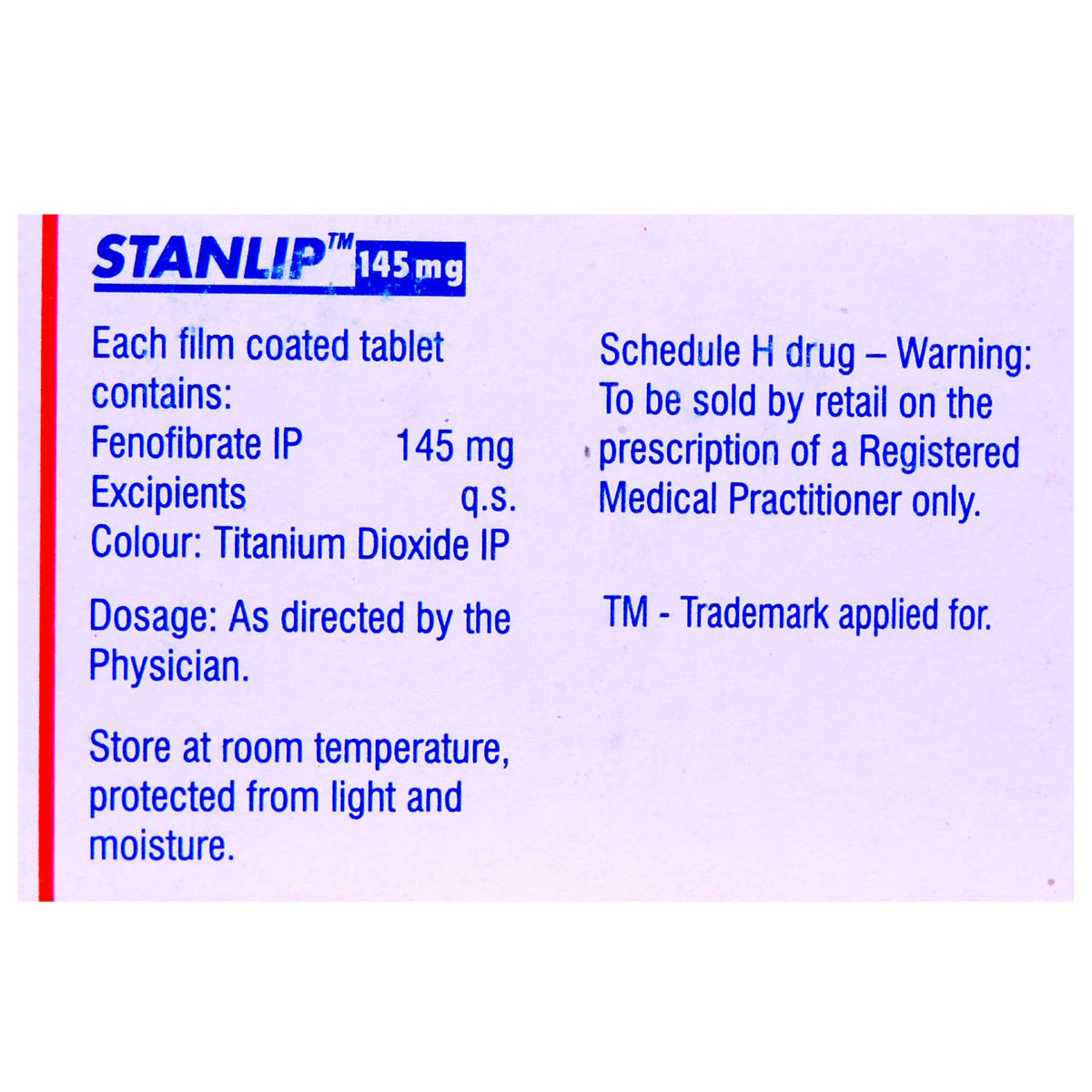 Stanlip 145 mg Tablet 10's, Pack of 10 TABLETS Stanlip 145 mg Tablet 10's, Pack of 10 TABLETS