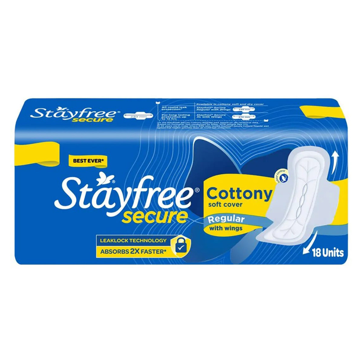 Stayfree Secure Cottony Soft Cover Regular Pads, 18 Count, Pack of 1 Stayfree Secure Cottony Soft Cover Regular Pads, 18 Count, Pack of 1