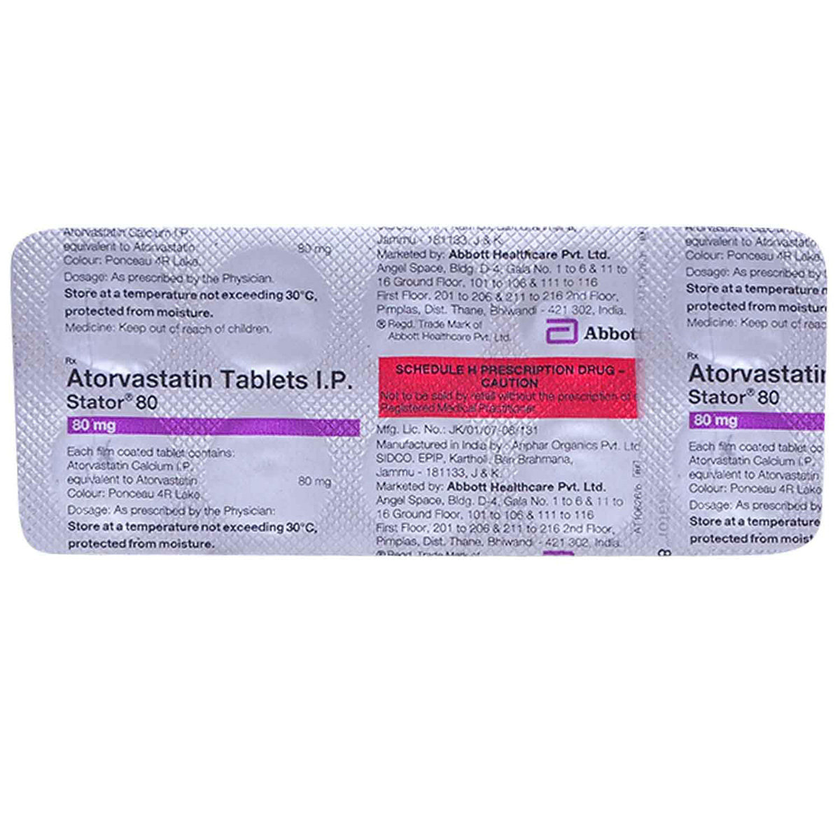Stator 80 Tablet 10's, Pack of 10 TABLETS Stator 80 Tablet 10's, Pack of 10 TABLETS