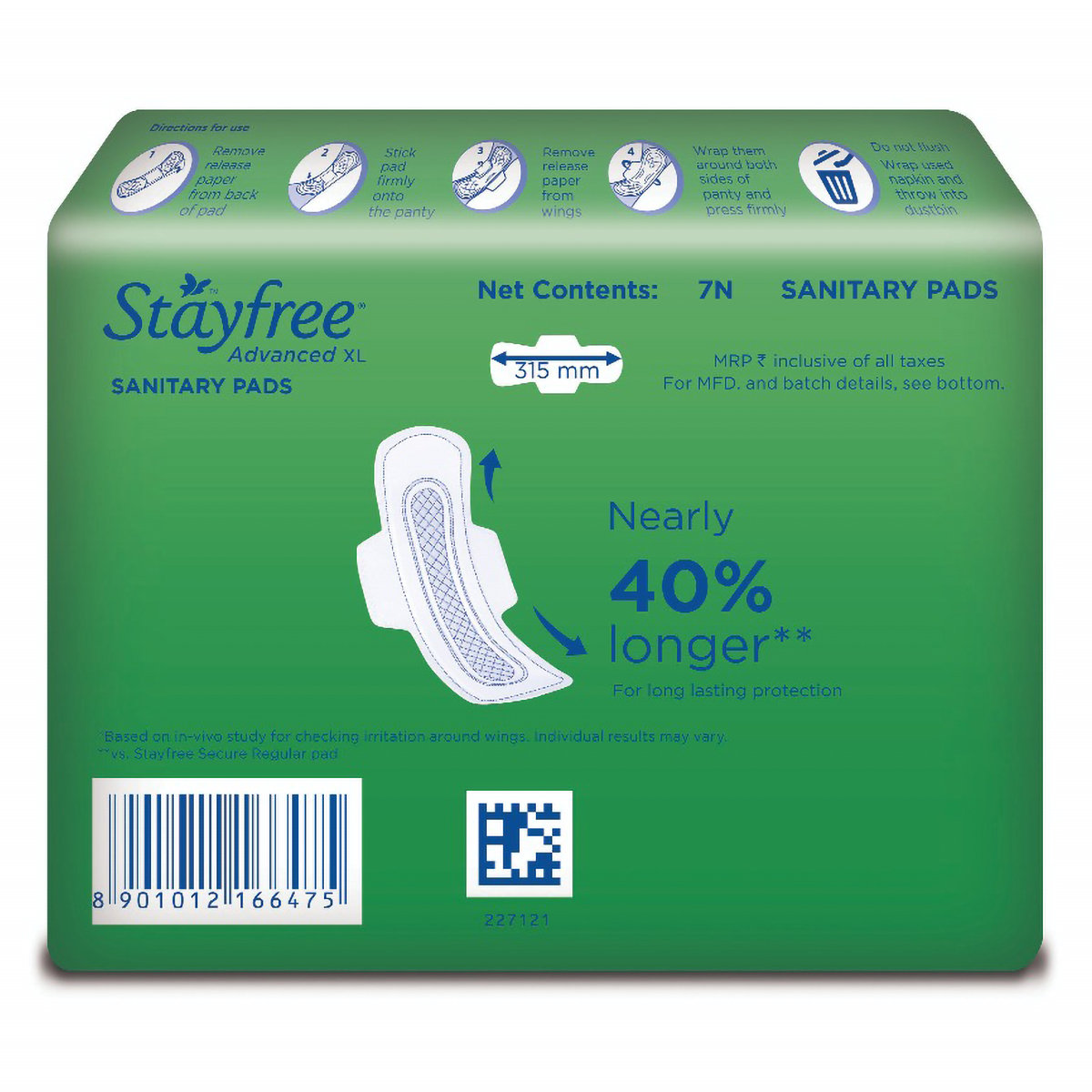 Stayfree Advanced Ultra-Comfort Soft Touch Cover Pads XL, 7 Count, Pack of 1 Stayfree Advanced Ultra-Comfort Soft Touch Cover Pads XL, 7 Count, Pack of 1