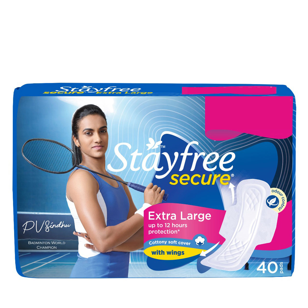 Stayfree Secure Cottony Soft Cover Pads With Wings XL, 40 Count, Pack of 1 Stayfree Secure Cottony Soft Cover Pads With Wings XL, 40 Count, Pack of 1