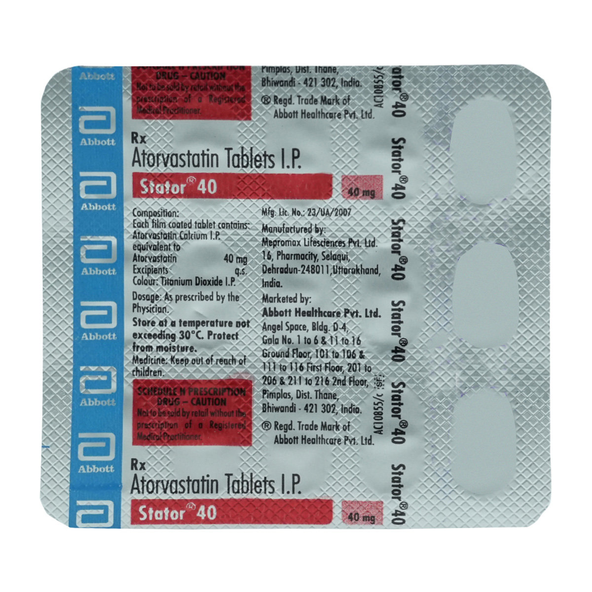 Stator 40 mg Tablet 15's, Pack of 15 TabletS Stator 40 mg Tablet 15's, Pack of 15 TabletS