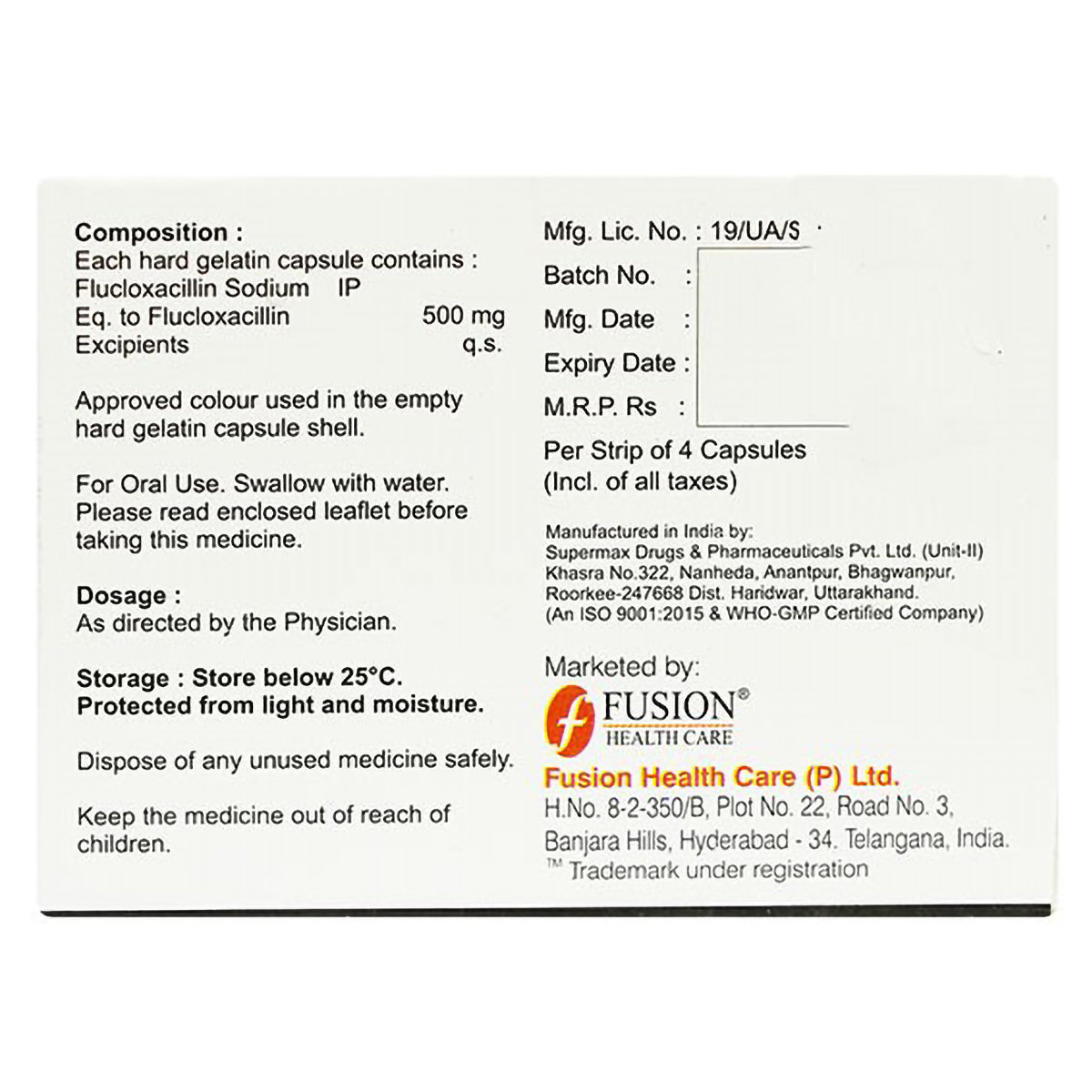 Staphonex 500 mg Capsule 4's, Pack of 4 CAPSULES Staphonex 500 mg Capsule 4's, Pack of 4 CAPSULES