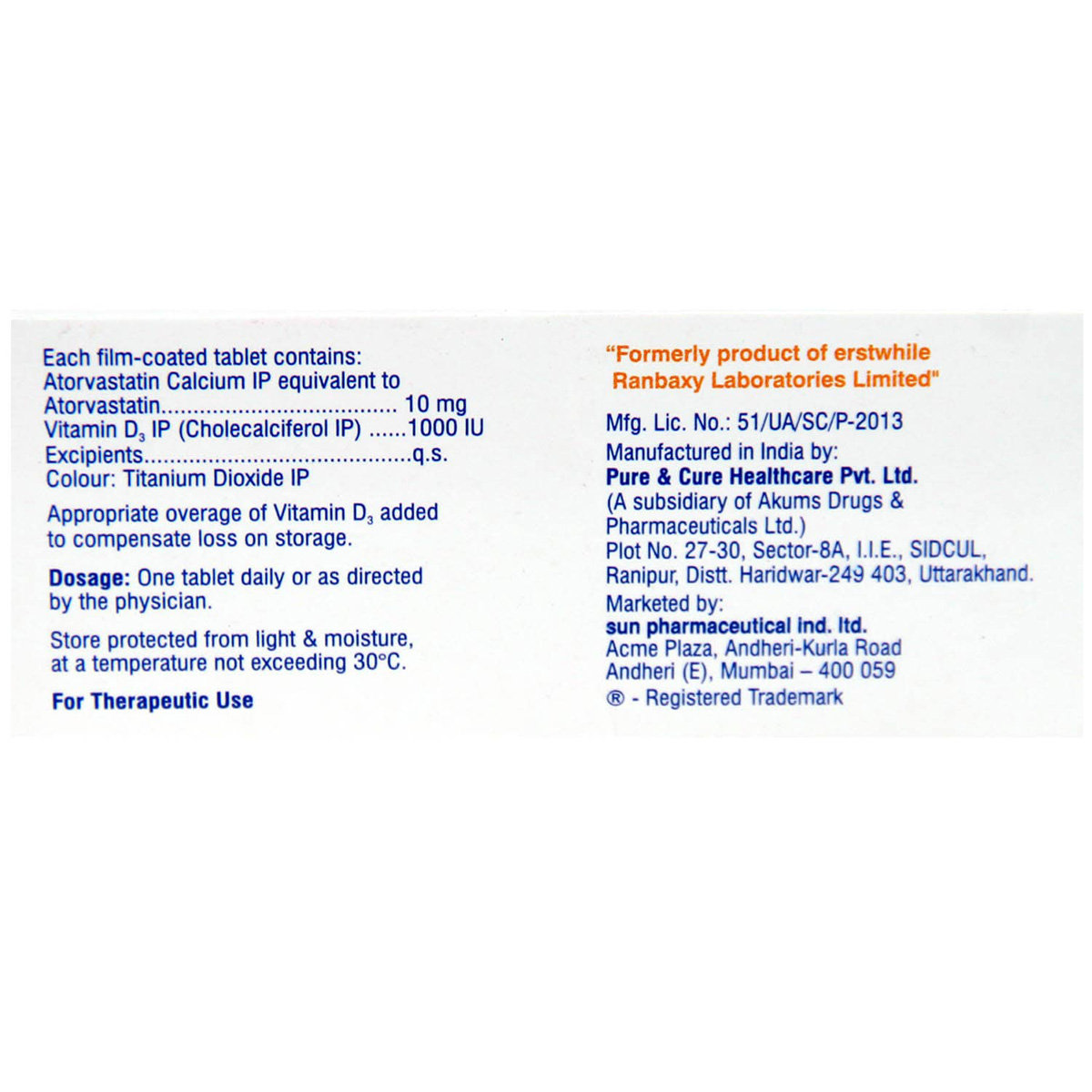 Storvas D 10 Tablet 10's, Pack of 10 Storvas D 10 Tablet 10's, Pack of 10