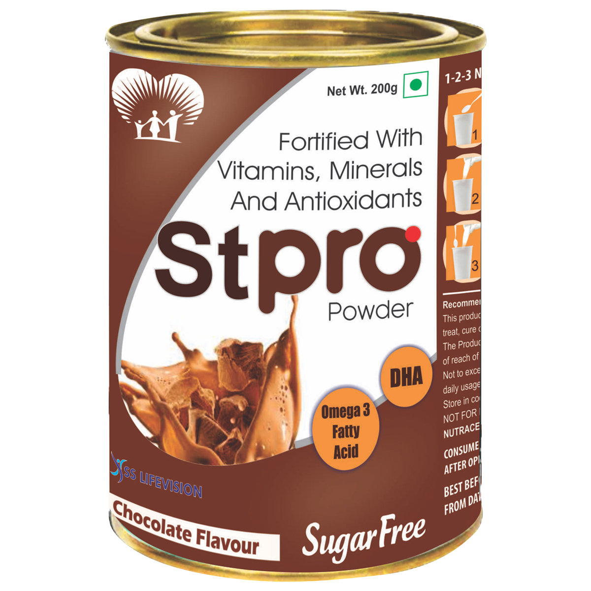 Stpro Sugar Free Chocolate Powder 200 gm, Pack of 1 Stpro Sugar Free Chocolate Powder 200 gm, Pack of 1