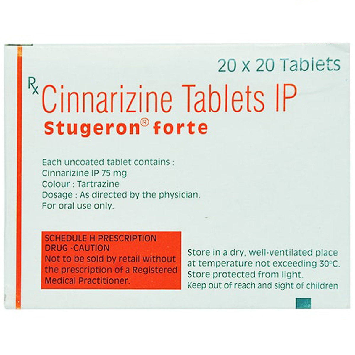 Stugeron Forte Tablet 20's, Pack of 20 TABLETS Stugeron Forte Tablet 20's, Pack of 20 TABLETS