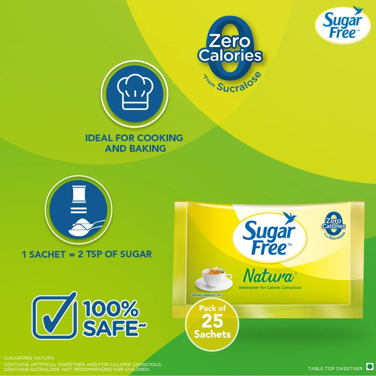 Sugar Free Natura Low Calorie Sugar Substitute, 25 Sachets, Pack of 1 Sugar Free Natura Low Calorie Sugar Substitute, 25 Sachets, Pack of 1