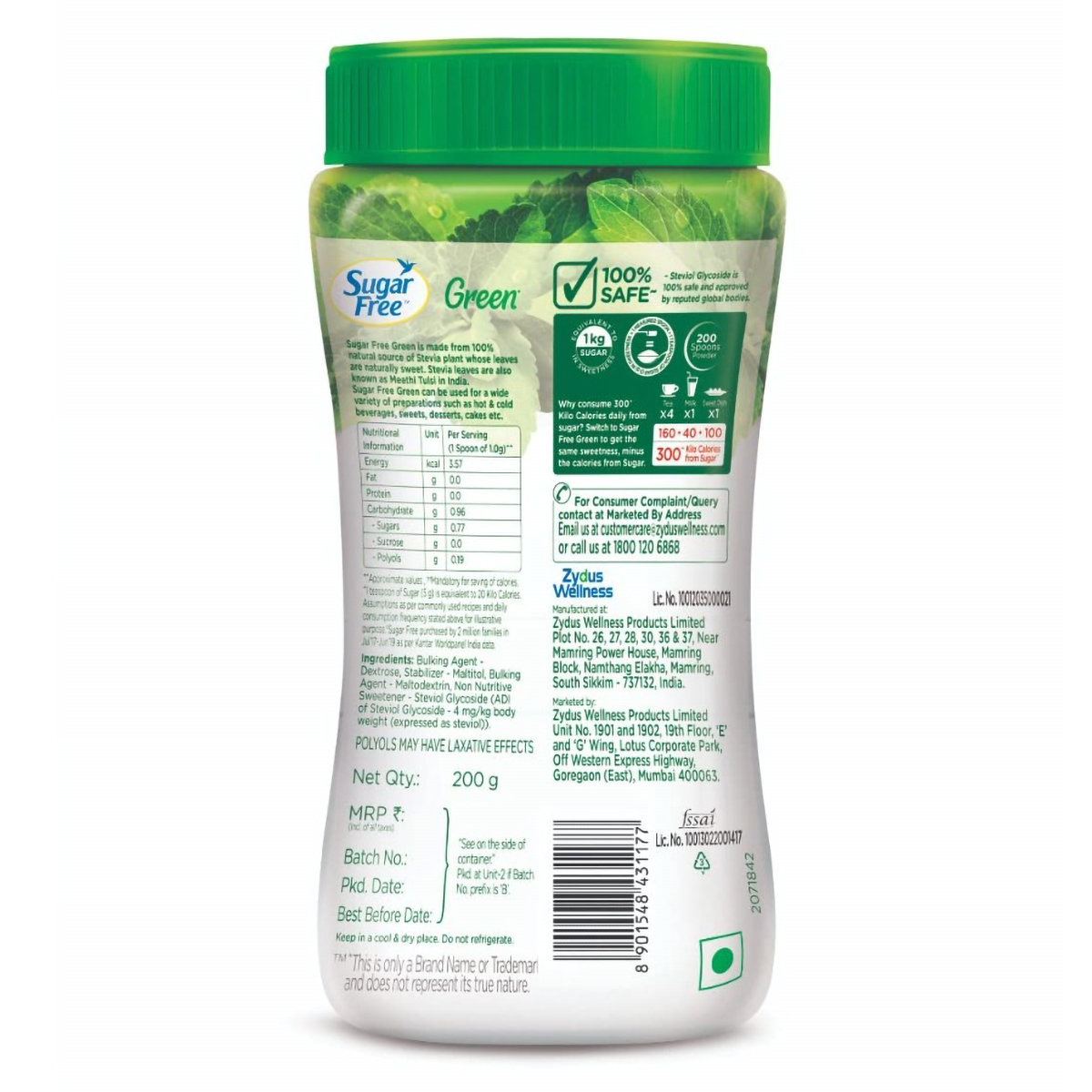 Sugar Free Green Stevia Low Calorie Sweetener Powder, 200 gm, Pack of 1 Sugar Free Green Stevia Low Calorie Sweetener Powder, 200 gm, Pack of 1