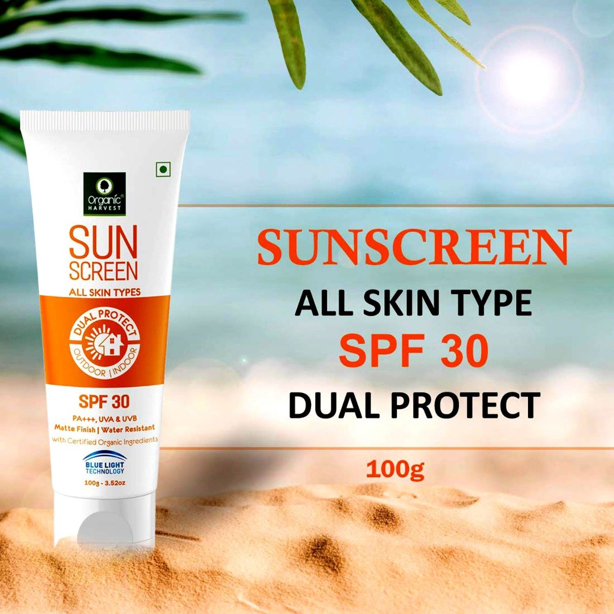 Organic Harvest Sunscreen SPF 30 PA+++ UVA & UVB, 100 gm, Pack of 1 Organic Harvest Sunscreen SPF 30 PA+++ UVA & UVB, 100 gm, Pack of 1